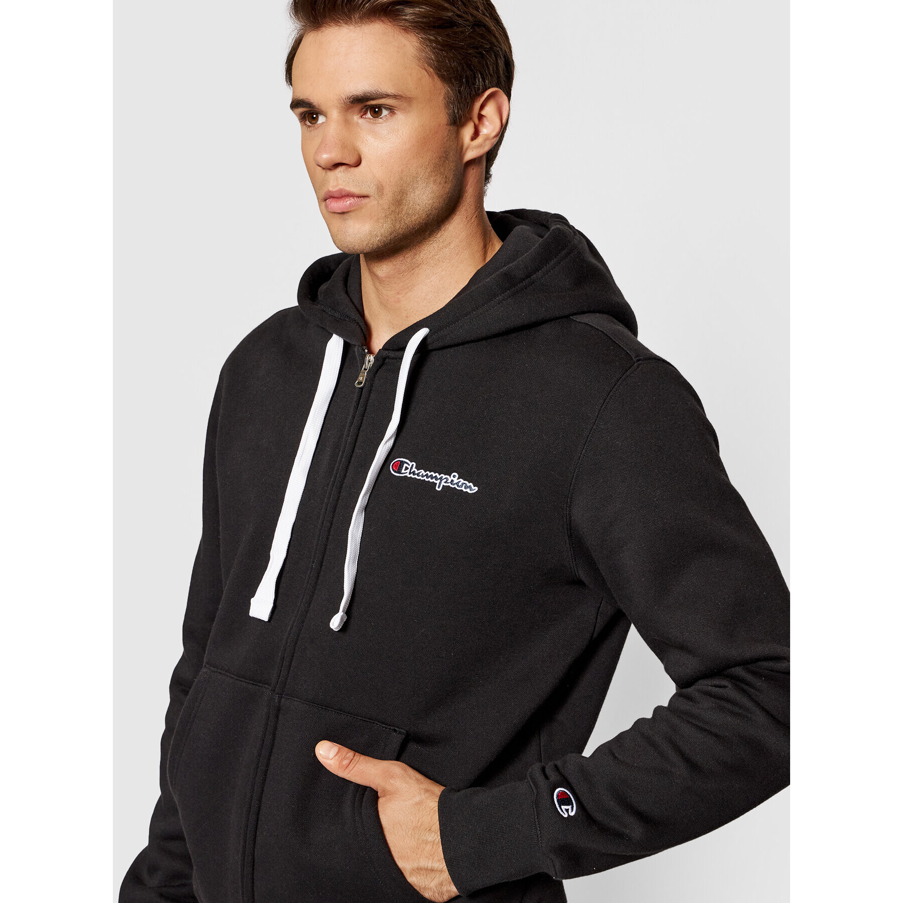 Champion Mikina Blend Small Script Logo Zip-Up 216477 Černá Custom Fit - Pepit.cz