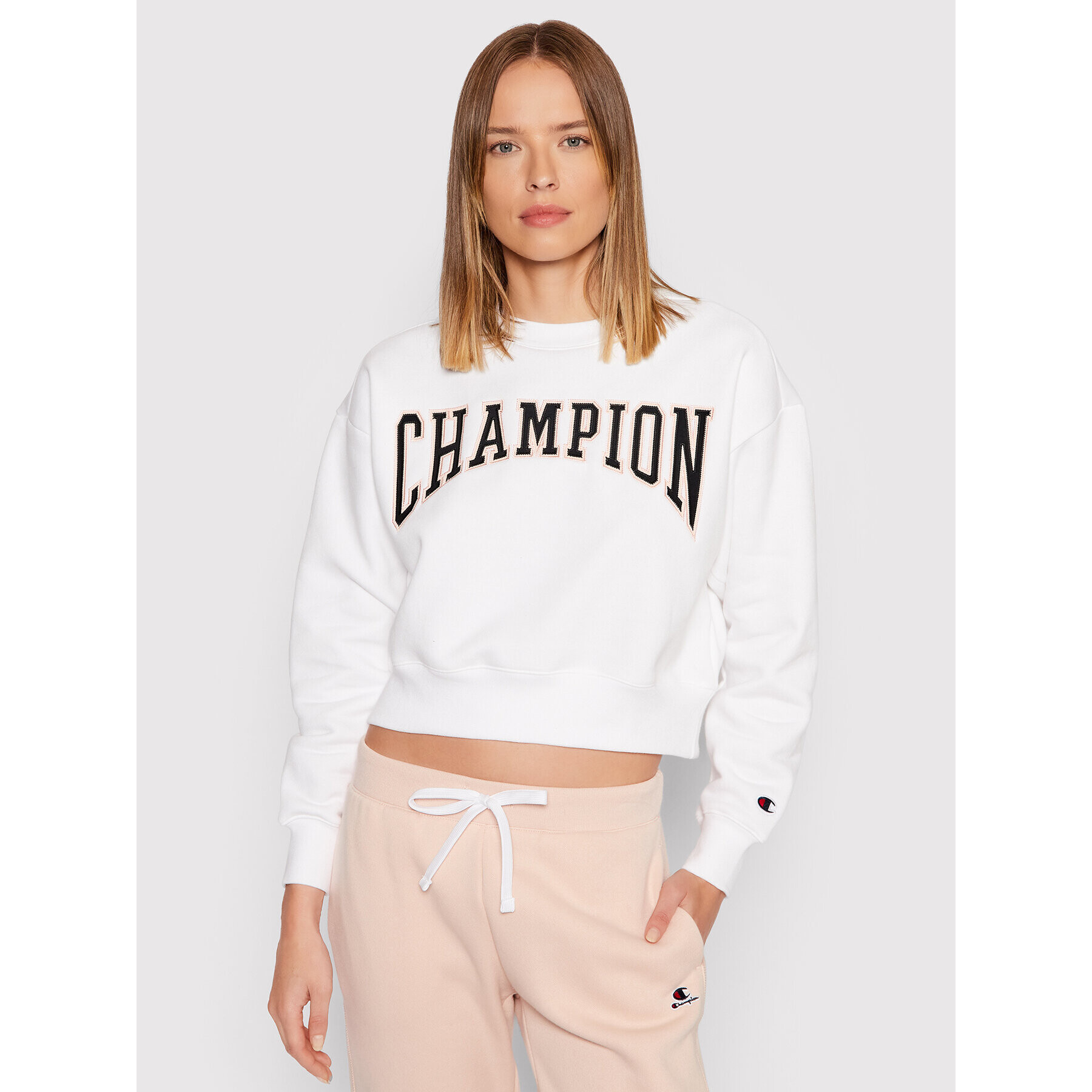 Champion Mikina Collegiate Logo 114767 Bílá Regular Fit - Pepit.cz