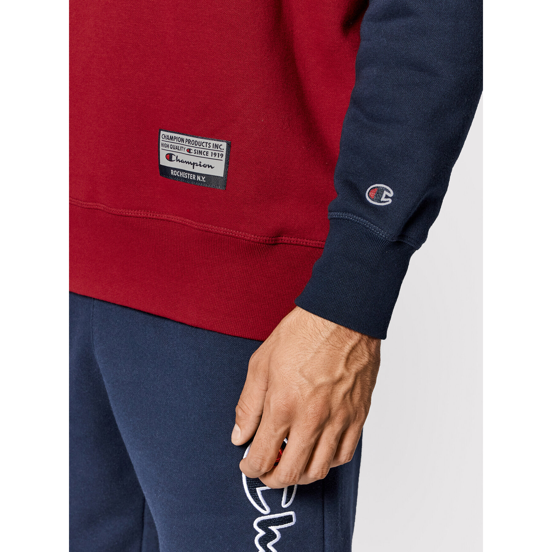 Champion Mikina Collegiate Logo Colour Block 216913 Béžová Custom Fit - Pepit.cz