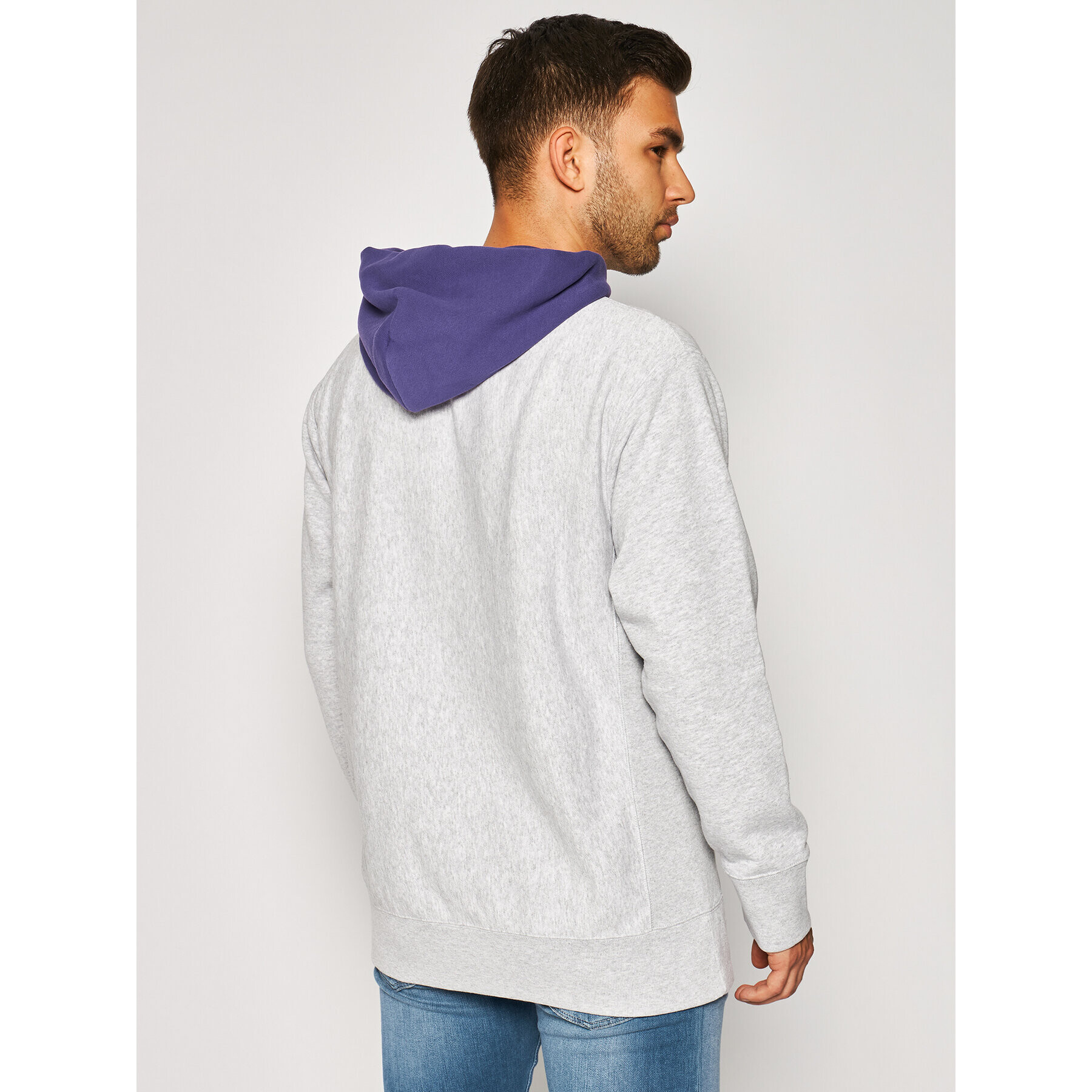 Champion Mikina Contrast Hood Reverse Weave Hoodie 215164 Šedá Regular Fit - Pepit.cz