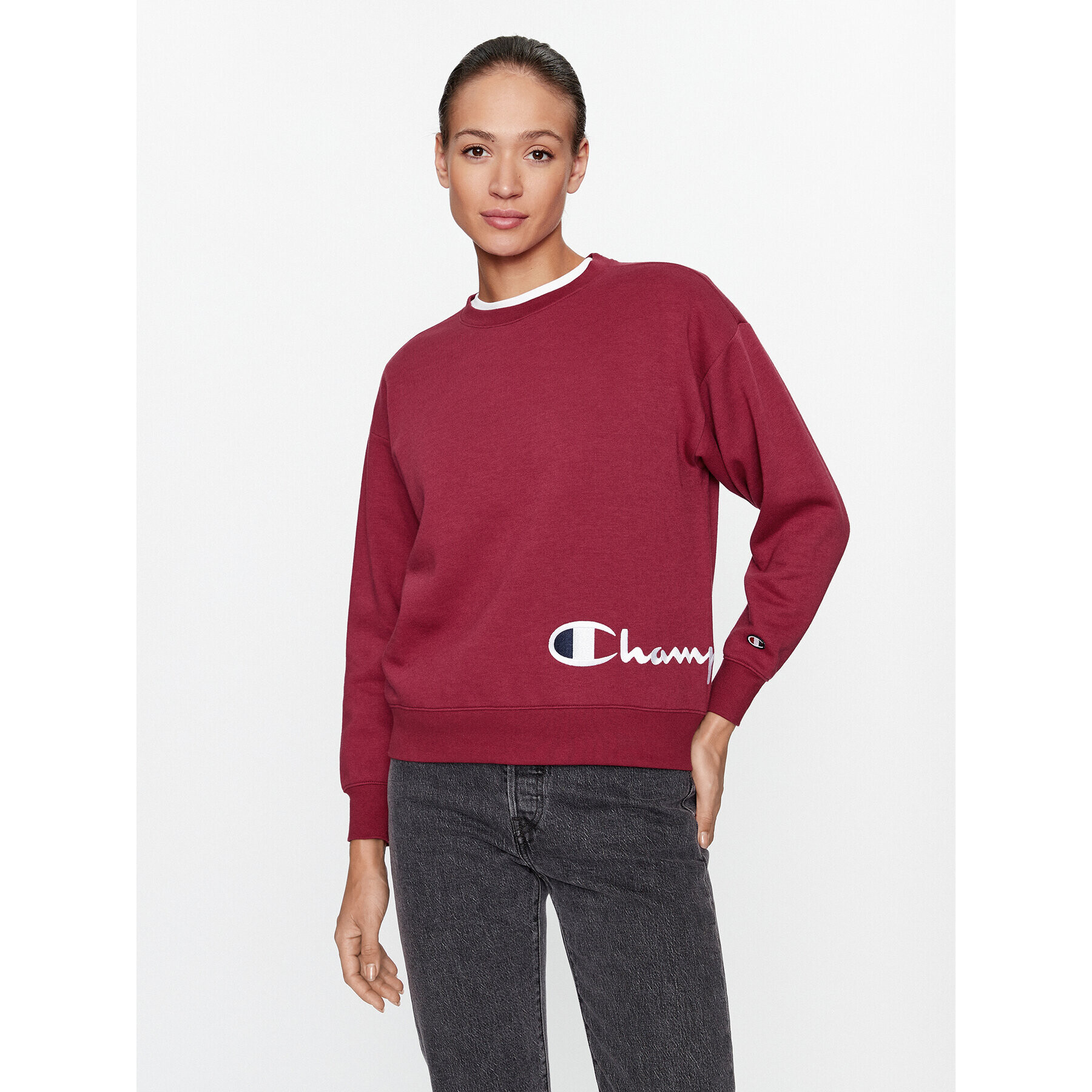 Champion Mikina Crewneck Sweatshirt 116587 Bordó Regular Fit - Pepit.cz