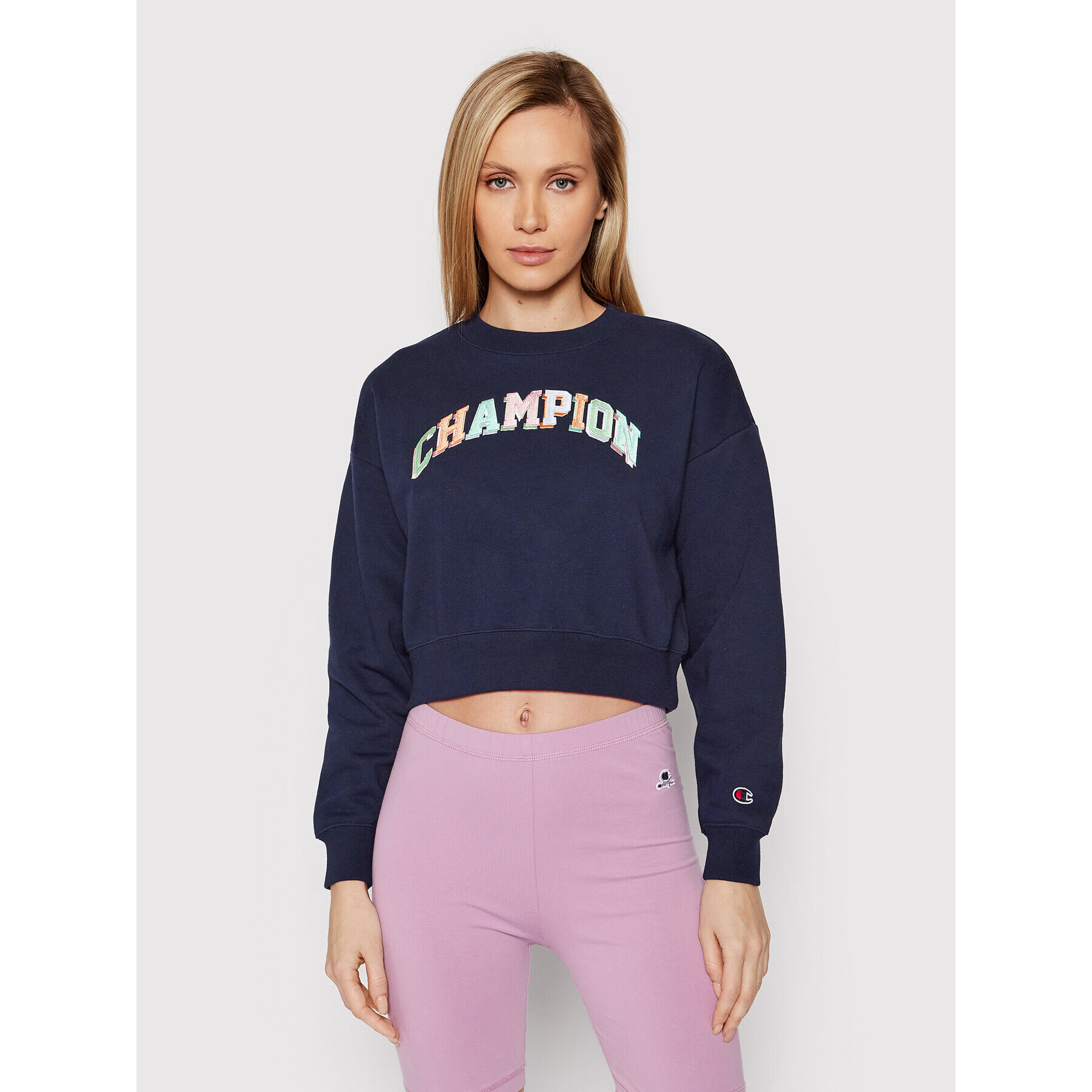 Champion Mikina Cropped College Of Colors 114964 Tmavomodrá Custom Fit - Pepit.cz