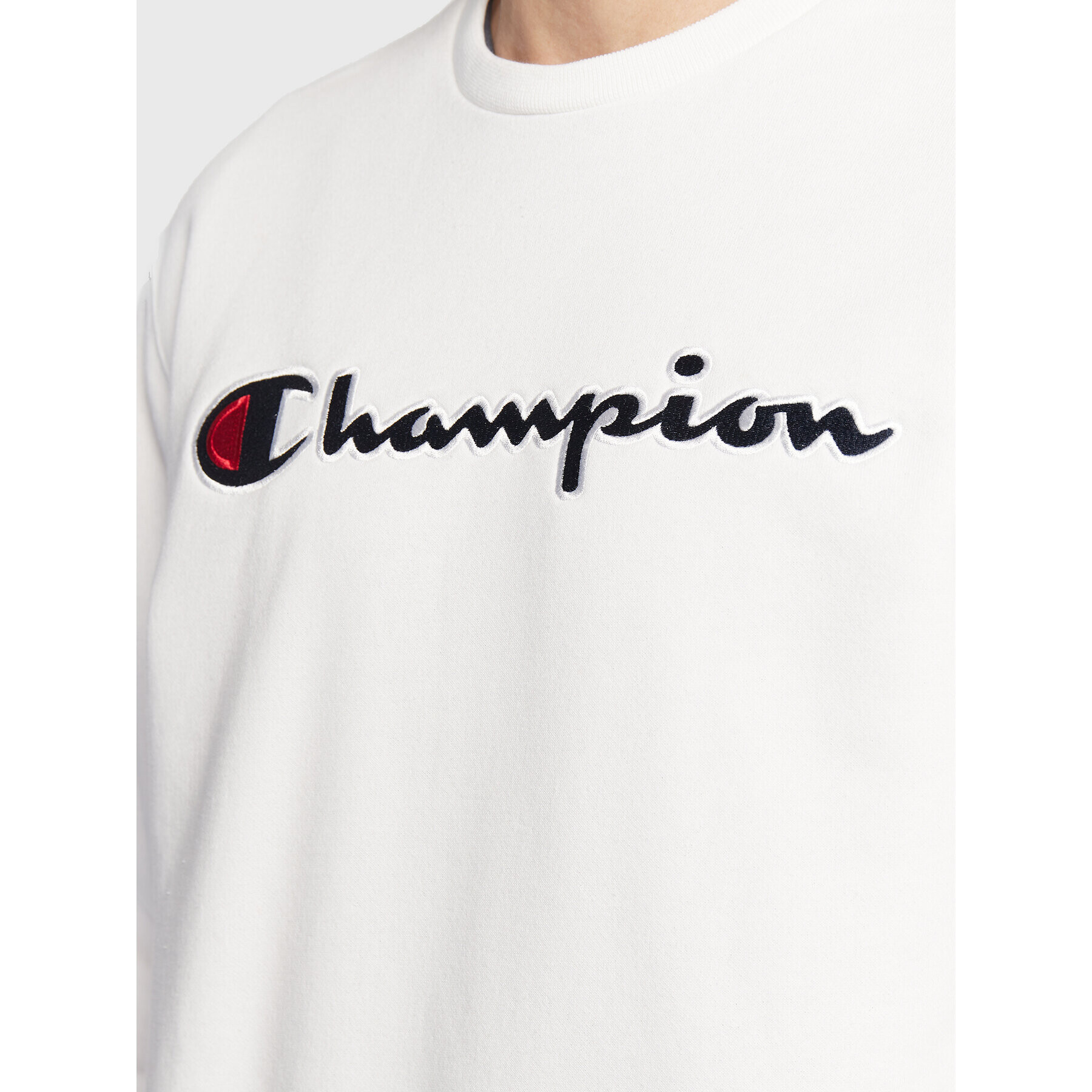 Champion Mikina Embroided Script Logo 217859 Bílá Regular Fit - Pepit.cz