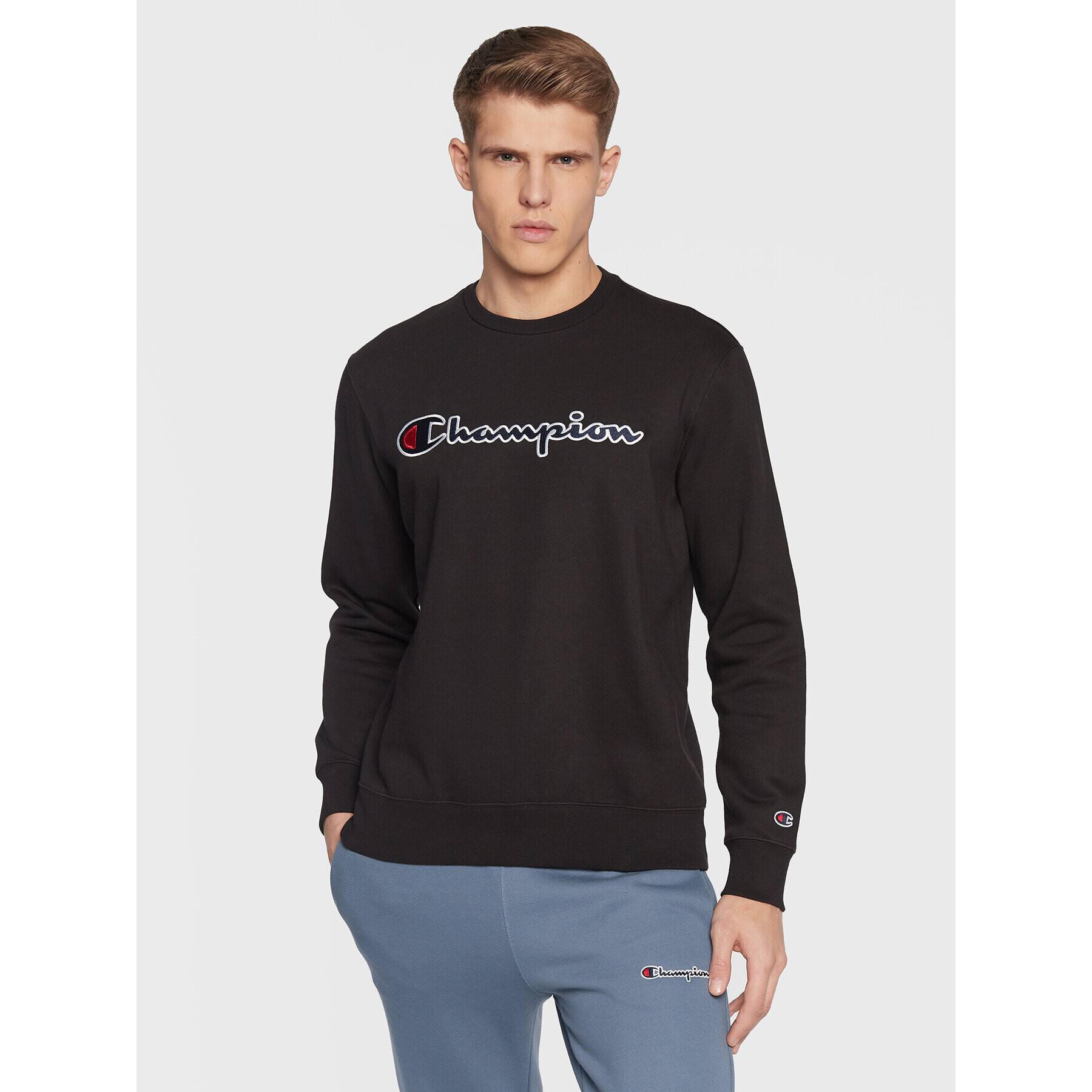 Champion Mikina Embroided Script Logo 217859 Černá Regular Fit - Pepit.cz