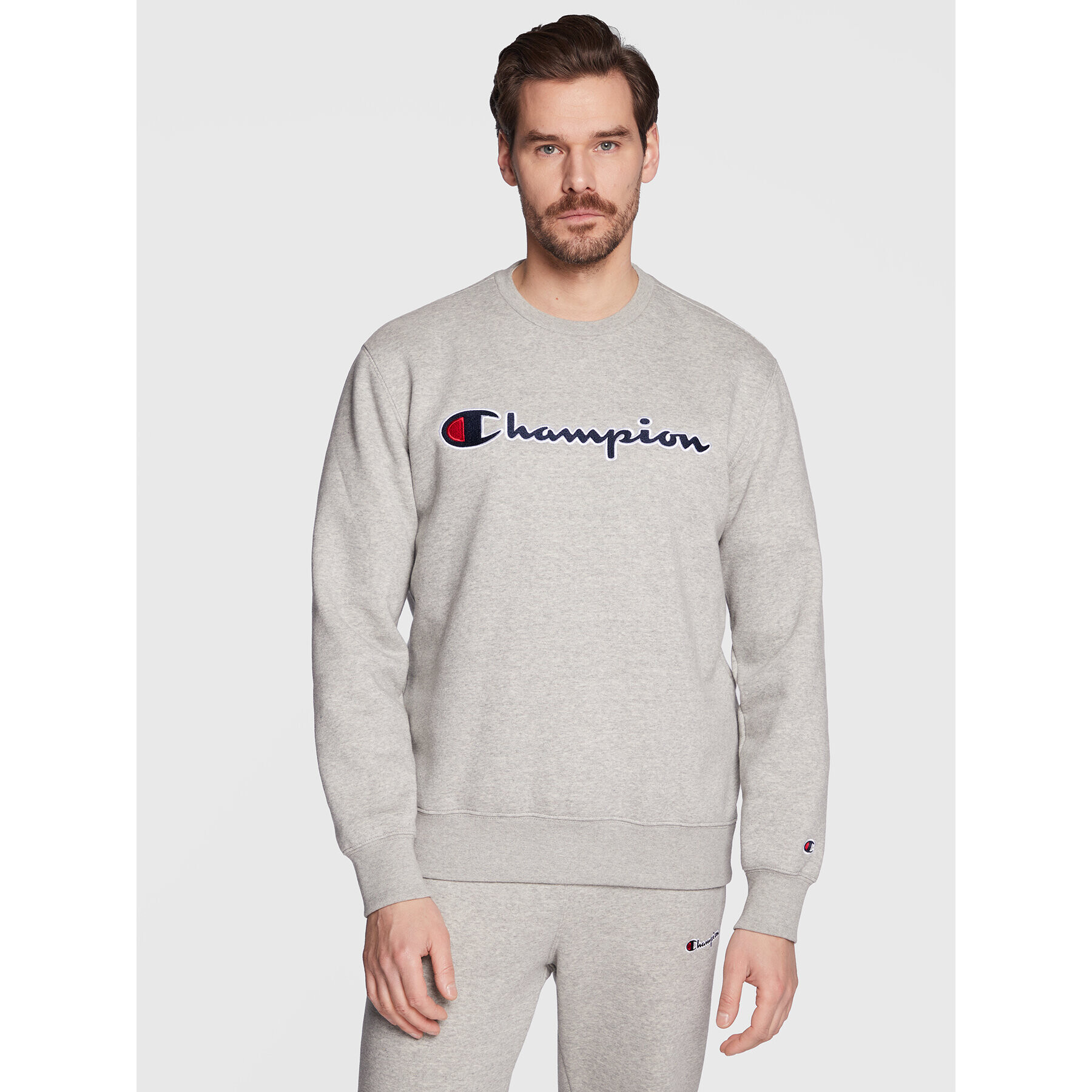 Champion Mikina Embroided Script Logo 217859 Šedá Regular Fit - Pepit.cz