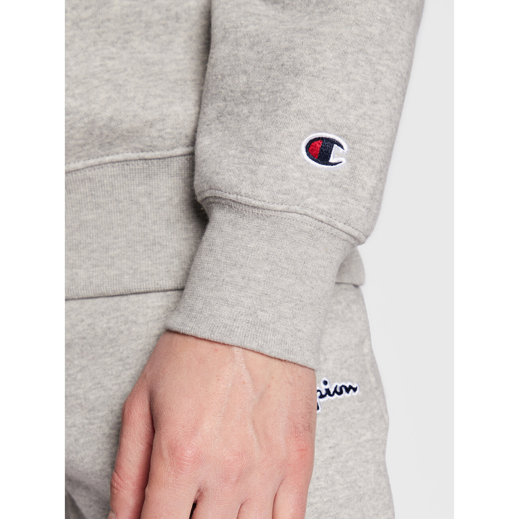 Champion Mikina Embroided Script Logo 217859 Šedá Regular Fit - Pepit.cz