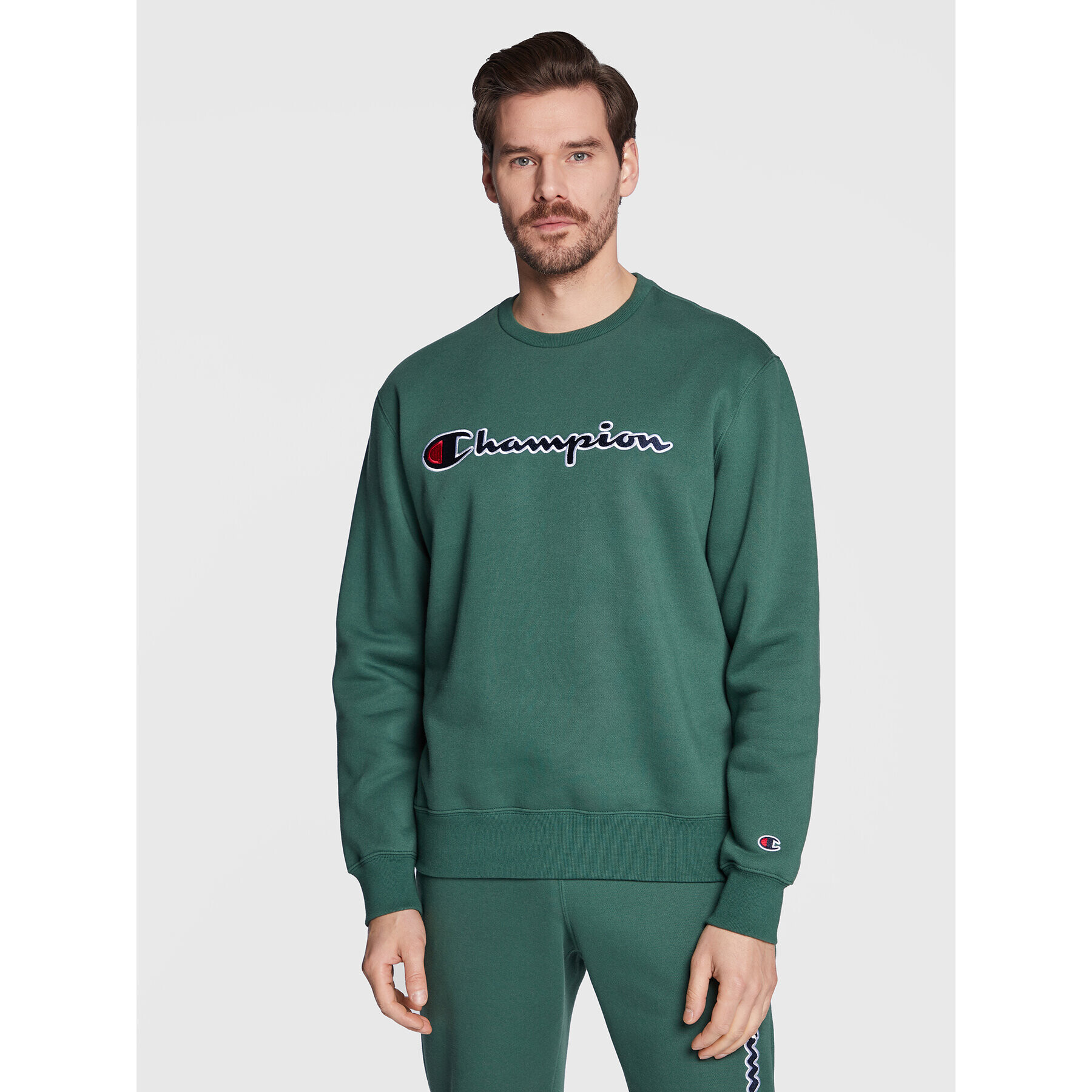 Champion Mikina Embroided Script Logo 217859 Zelená Regular Fit - Pepit.cz