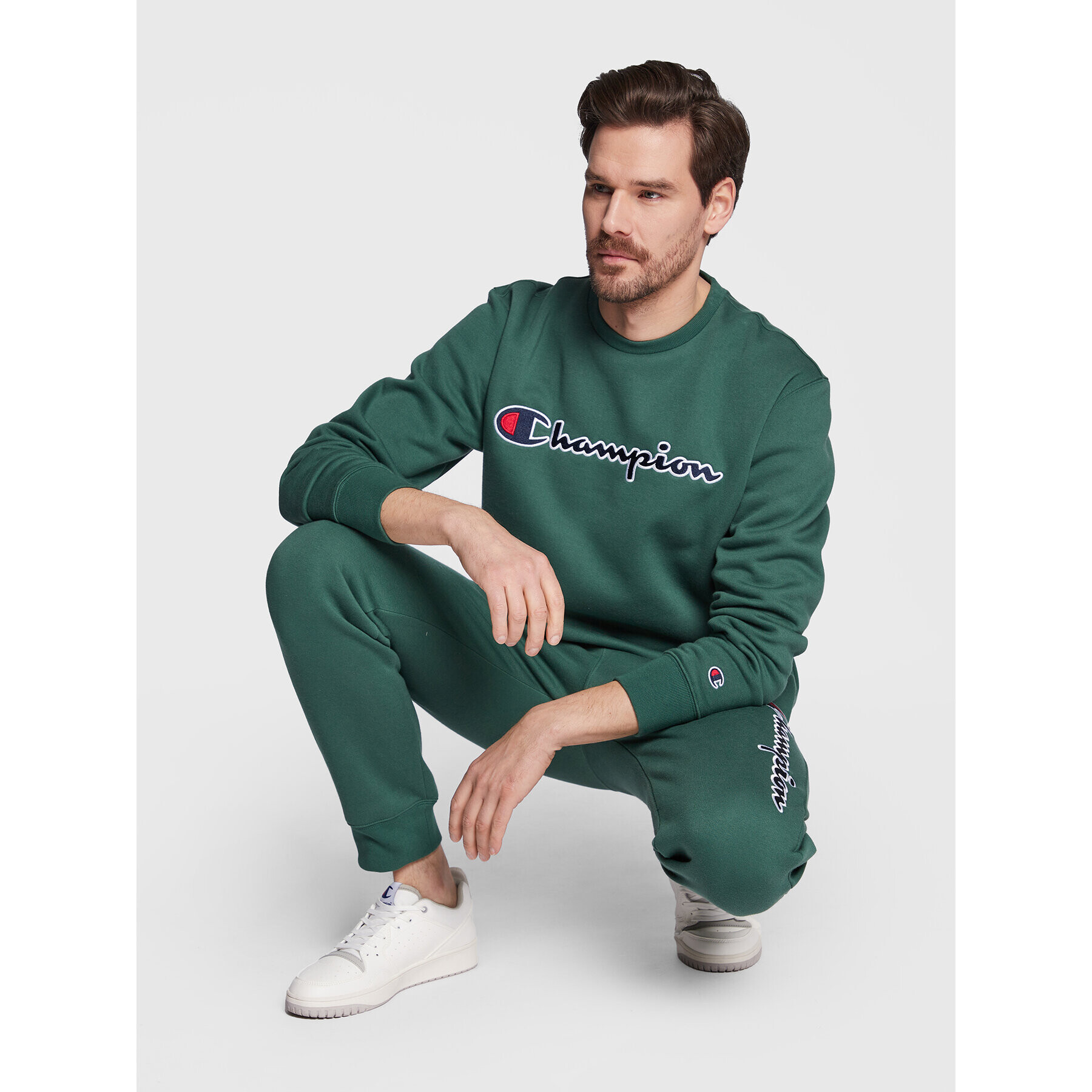 Champion Mikina Embroided Script Logo 217859 Zelená Regular Fit - Pepit.cz