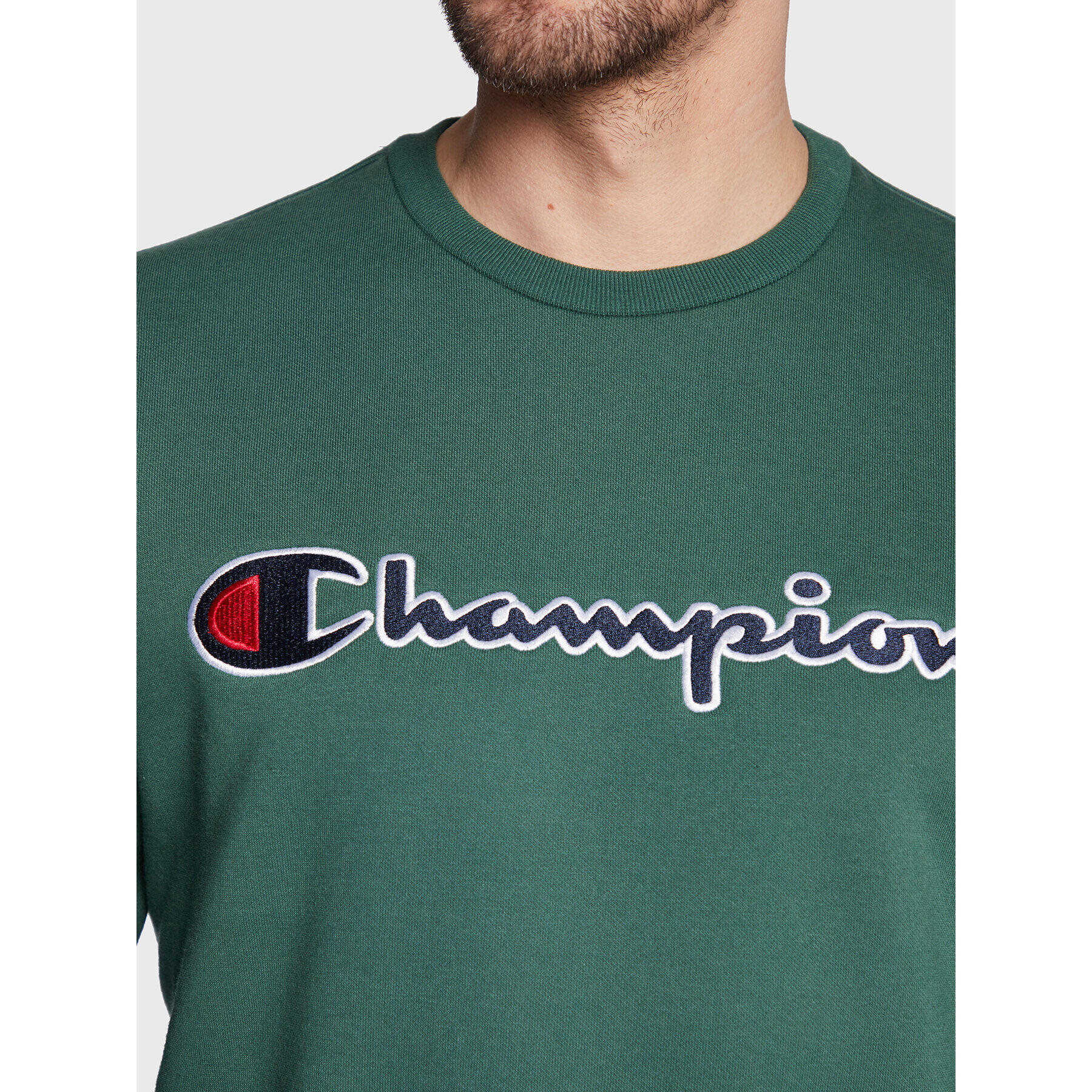 Champion Mikina Embroided Script Logo 217859 Zelená Regular Fit - Pepit.cz