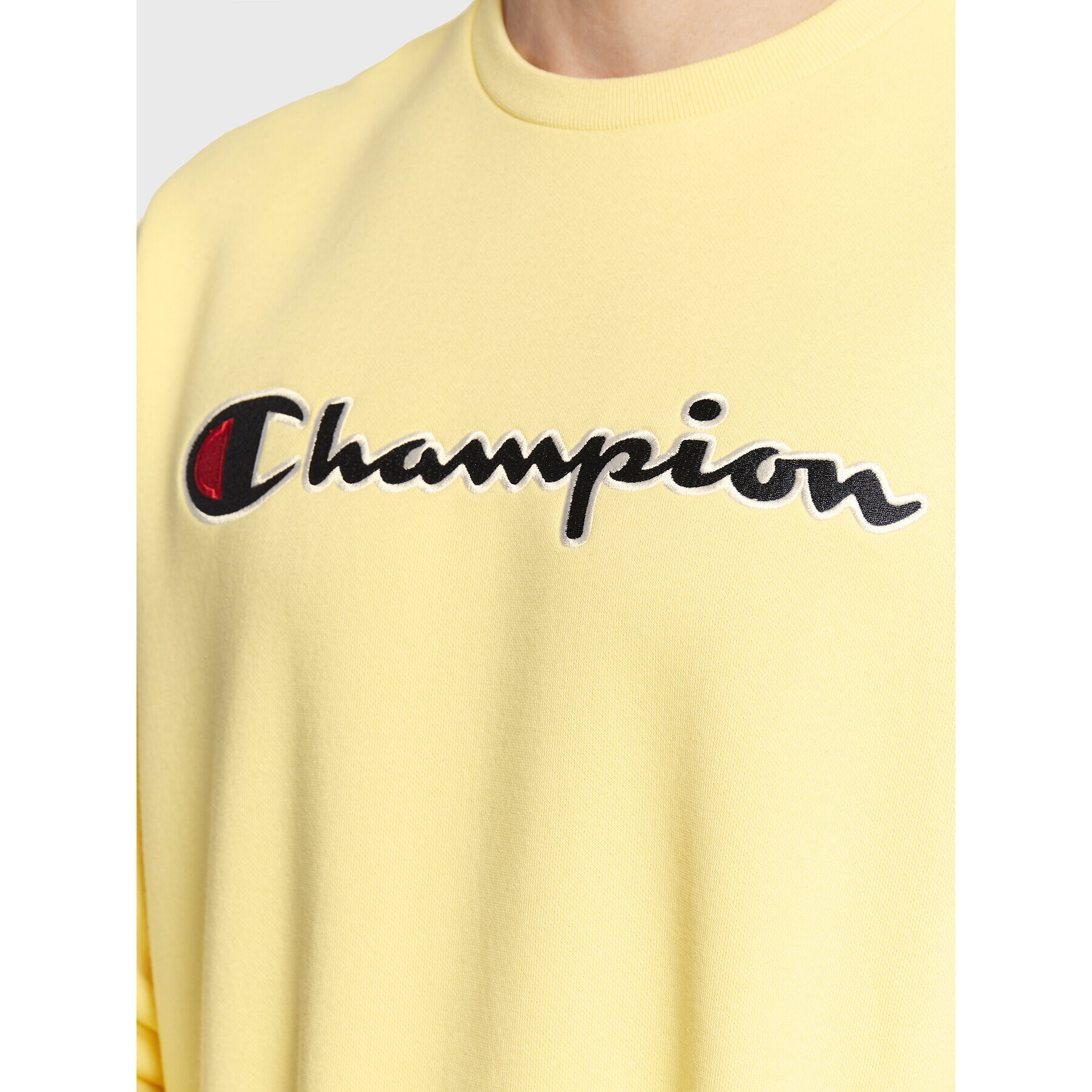 Champion Mikina Embroided Script Logo 217859 Žlutá Regular Fit - Pepit.cz