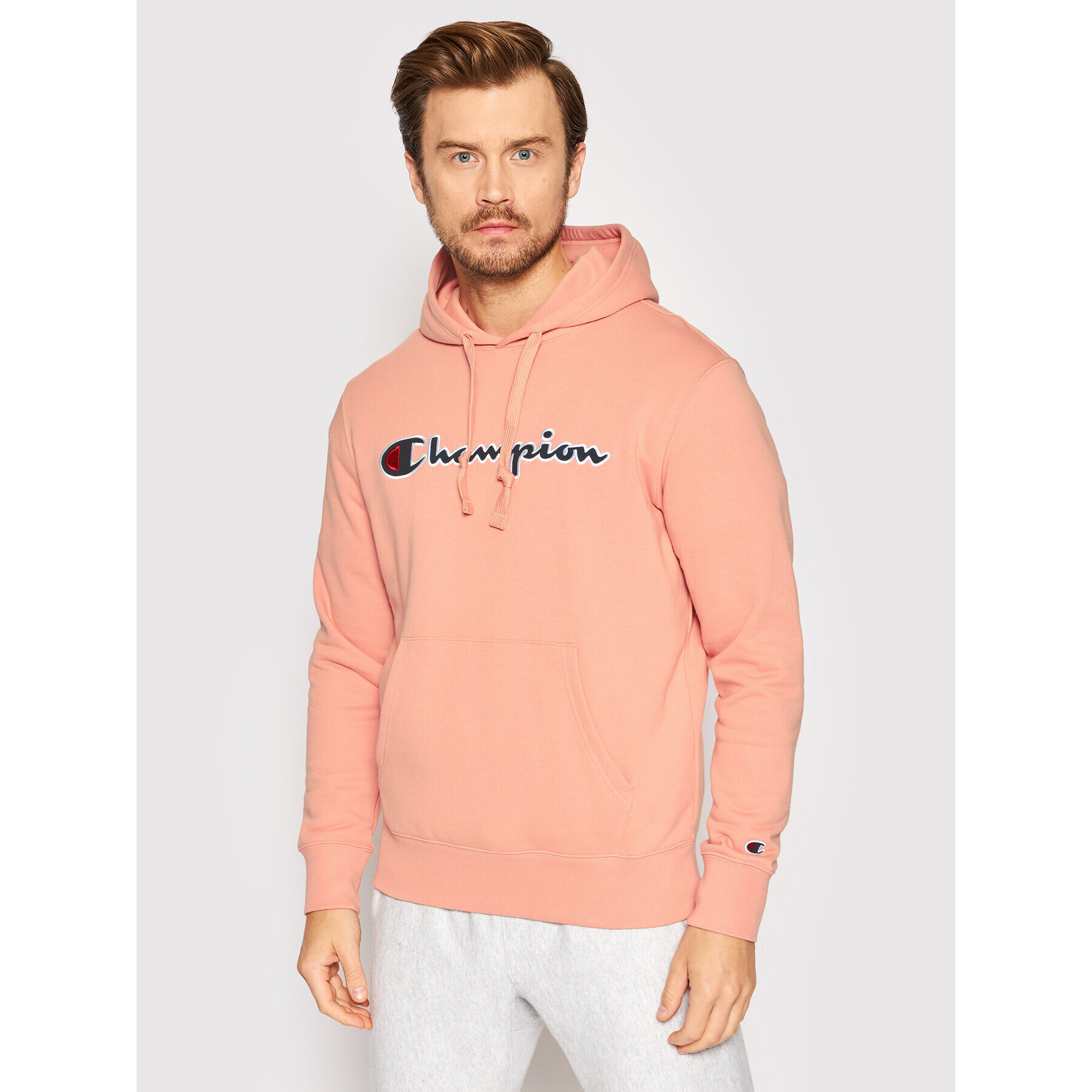 Champion Mikina Embroidered Script Logo 217060 Růžová Custom Fit - Pepit.cz