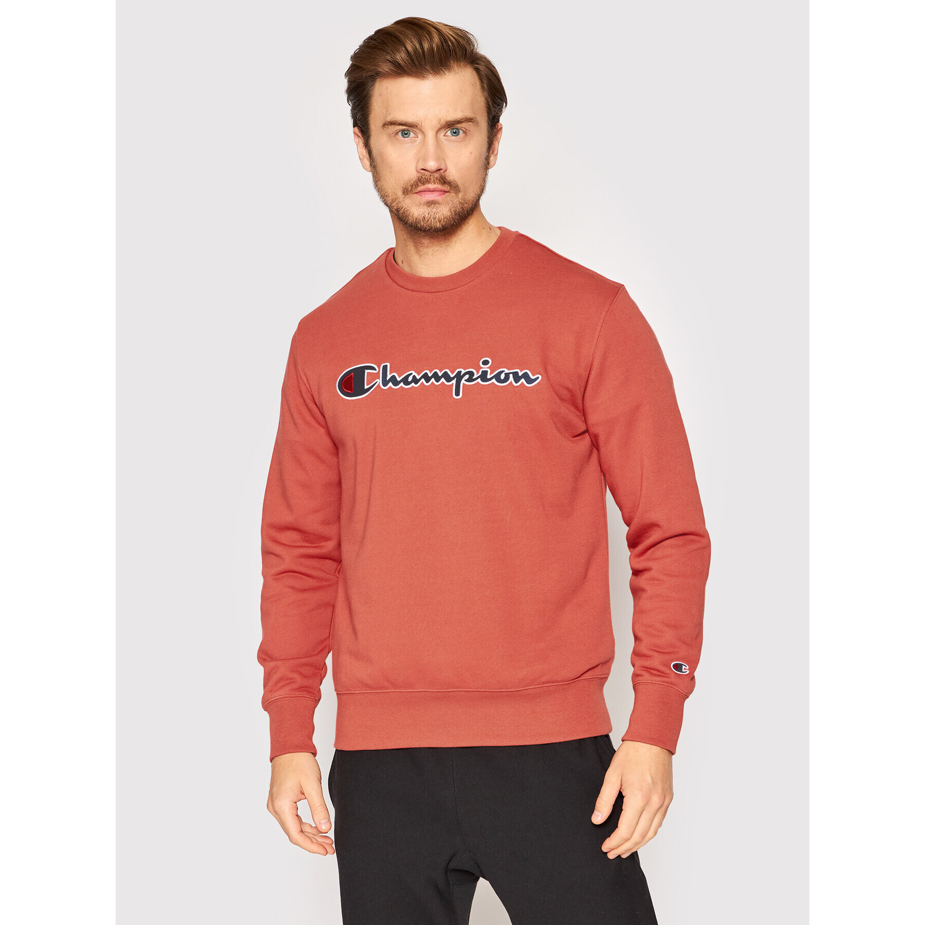 Champion Mikina Embroidered Script Logo 217061 Oranžová Comfort Fit - Pepit.cz