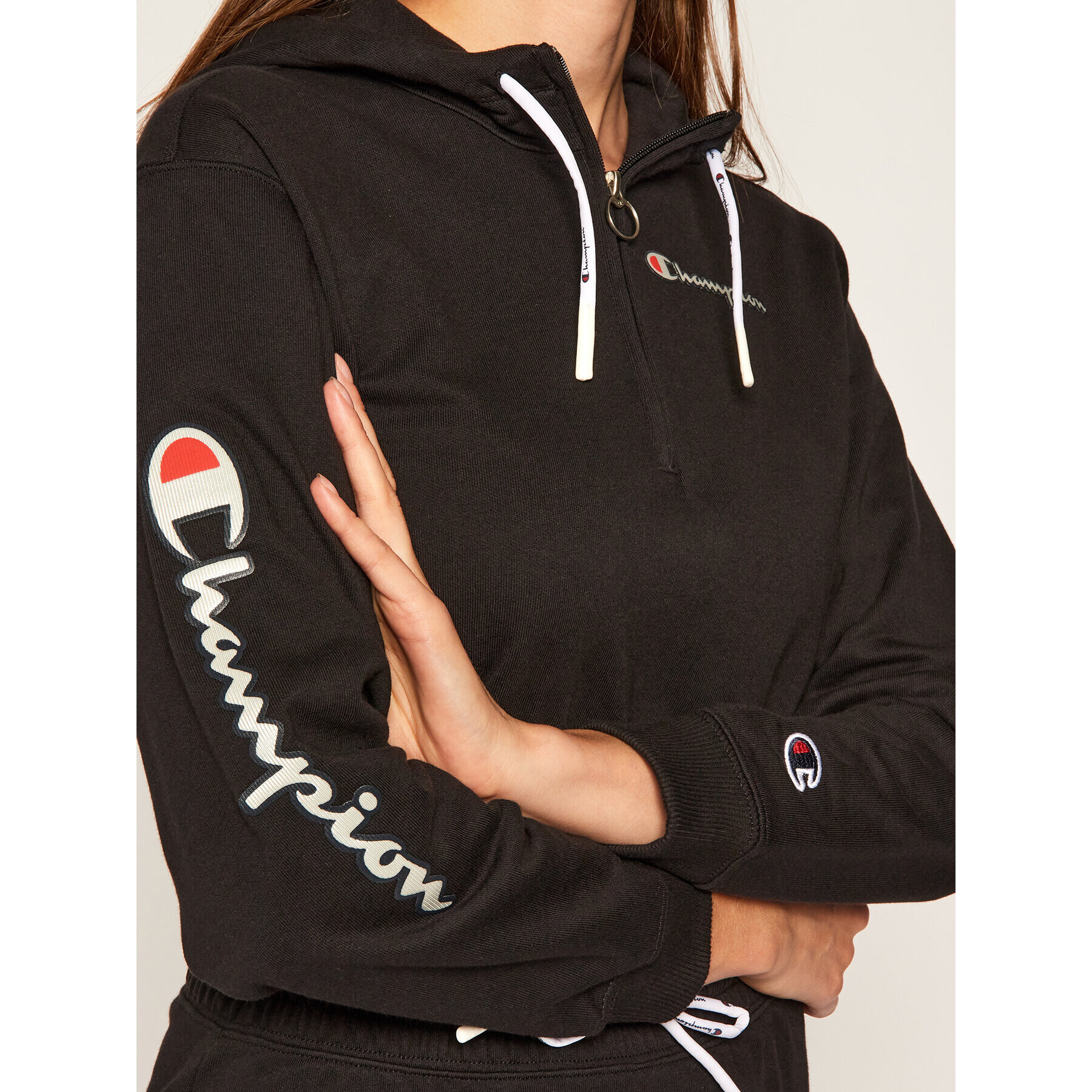 Champion Mikina Half Zip-Up Script Logo 112641 Černá Custom Fit - Pepit.cz