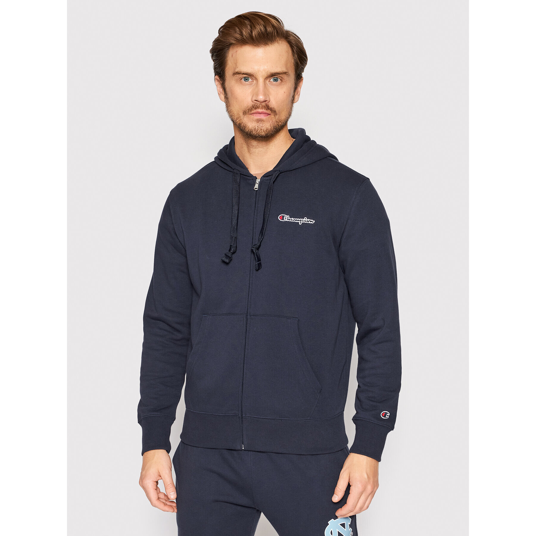 Champion Mikina Hooded Full Zip 217066 Tmavomodrá Custom Fit - Pepit.cz