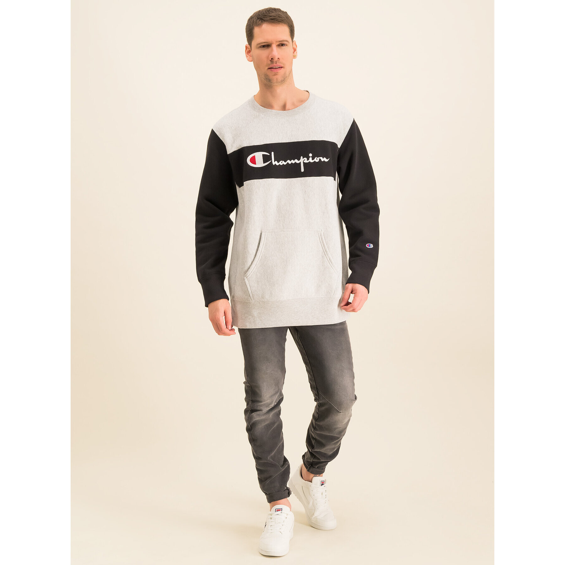 Champion Mikina Reverse Weave 214049 Šedá Oversize - Pepit.cz