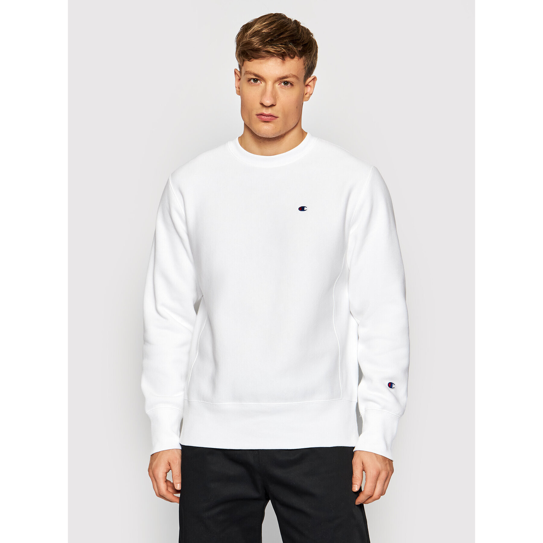 Champion Mikina Reverse Weave C Logo 216495 Bílá Regular Fit - Pepit.cz