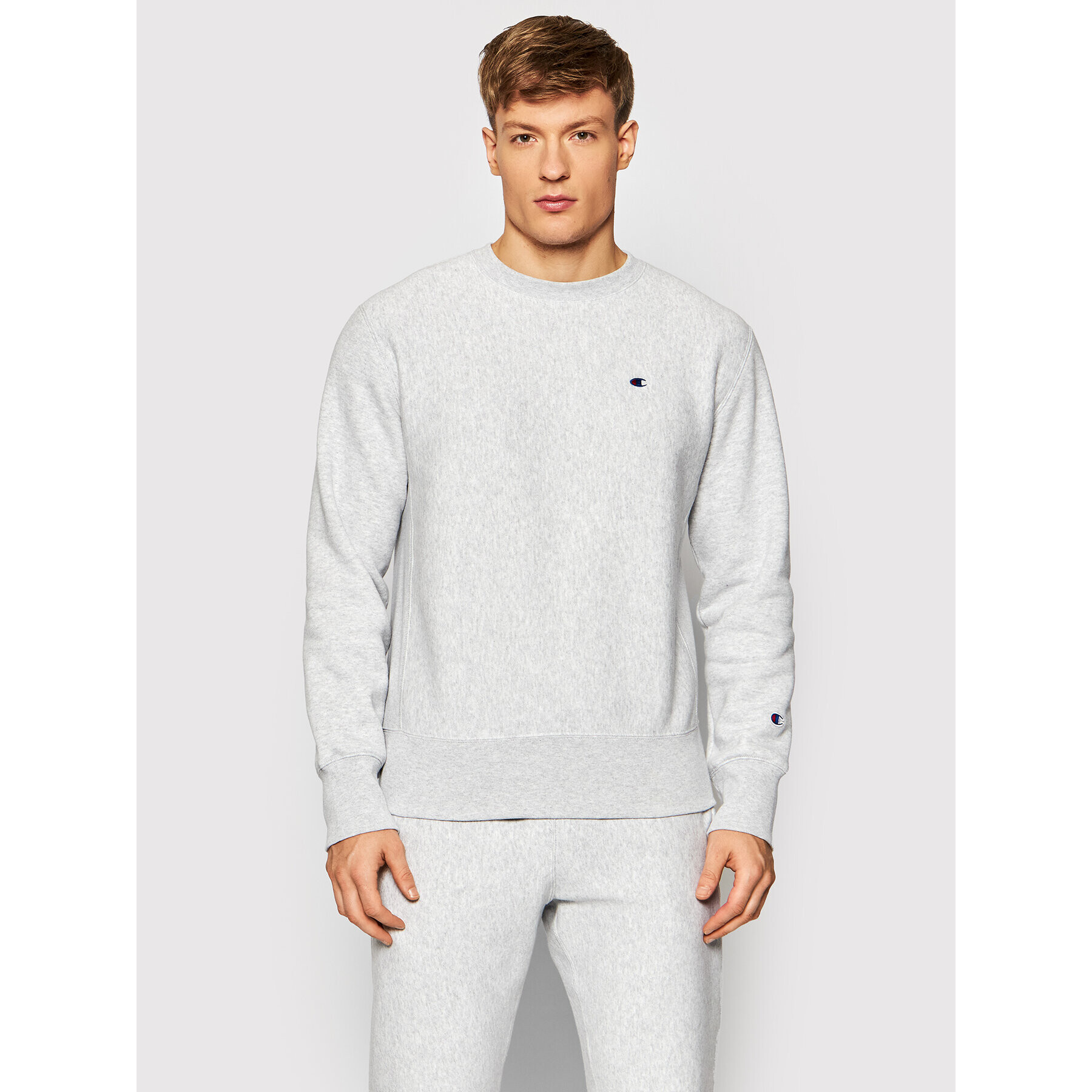 Champion Mikina Reverse Weave C Logo 216495 Šedá Regular Fit - Pepit.cz