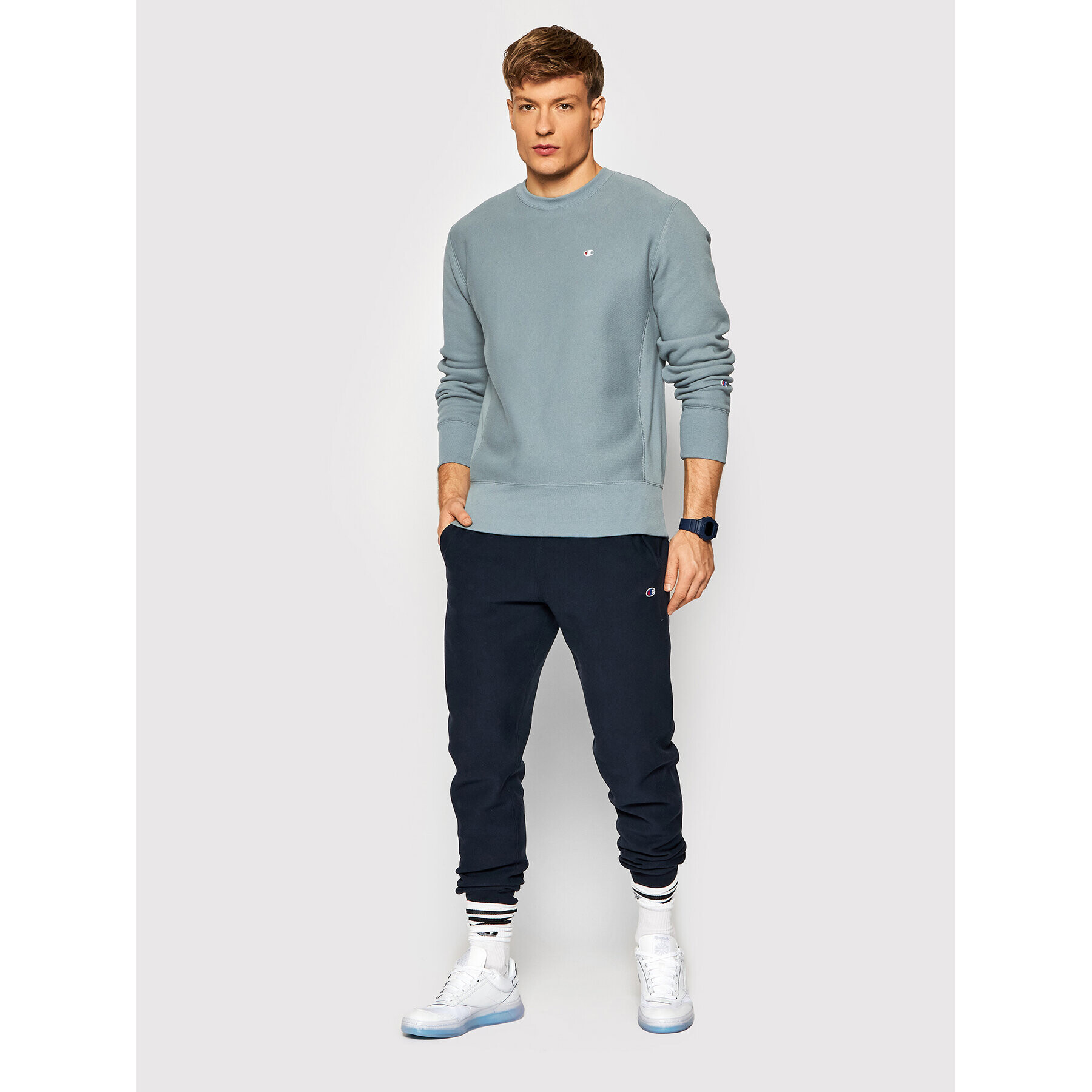 Champion Mikina Reverse Weave C Logo 216495 Zelená Regular Fit - Pepit.cz