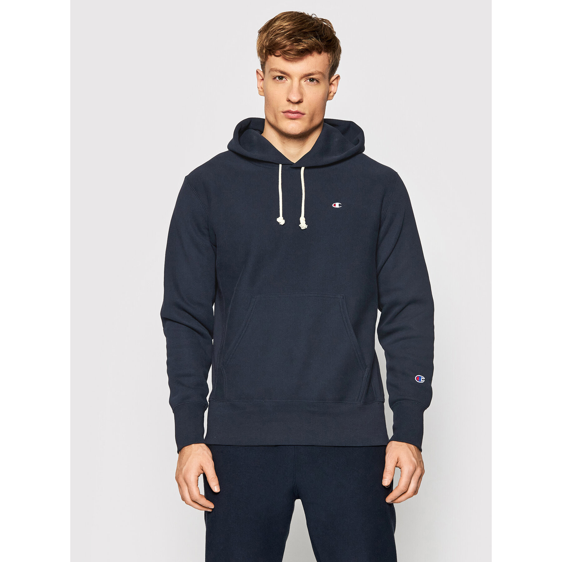 Champion Mikina Reverse Weave C Logo 216496 Tmavomodrá Regular Fit - Pepit.cz