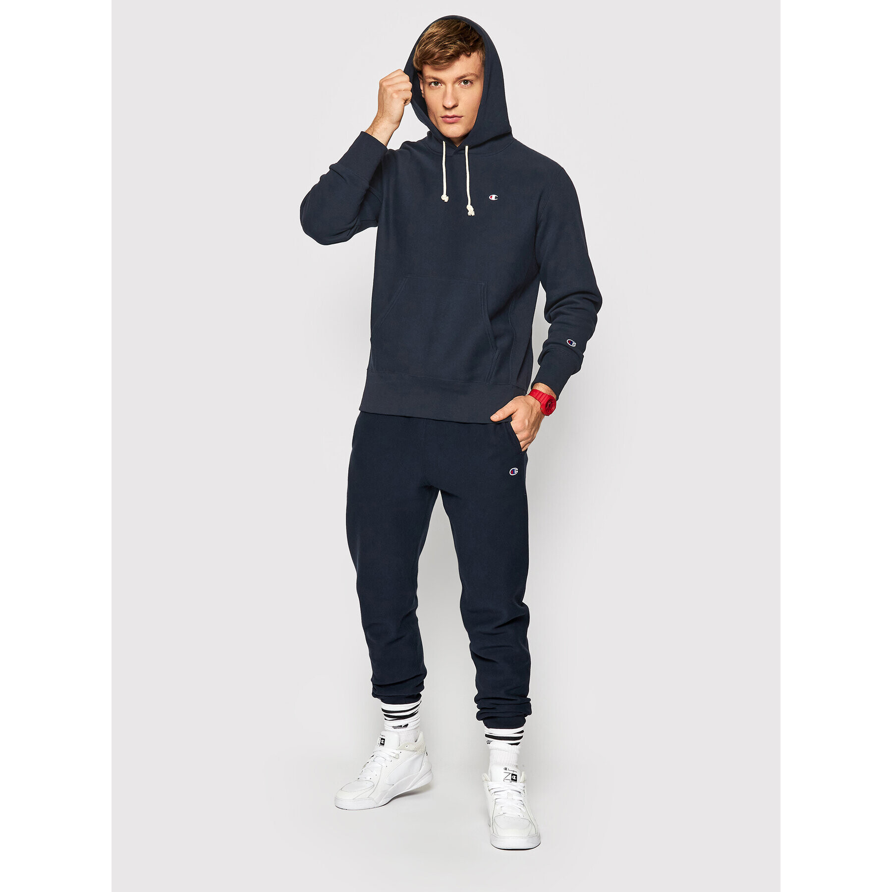 Champion Mikina Reverse Weave C Logo 216496 Tmavomodrá Regular Fit - Pepit.cz