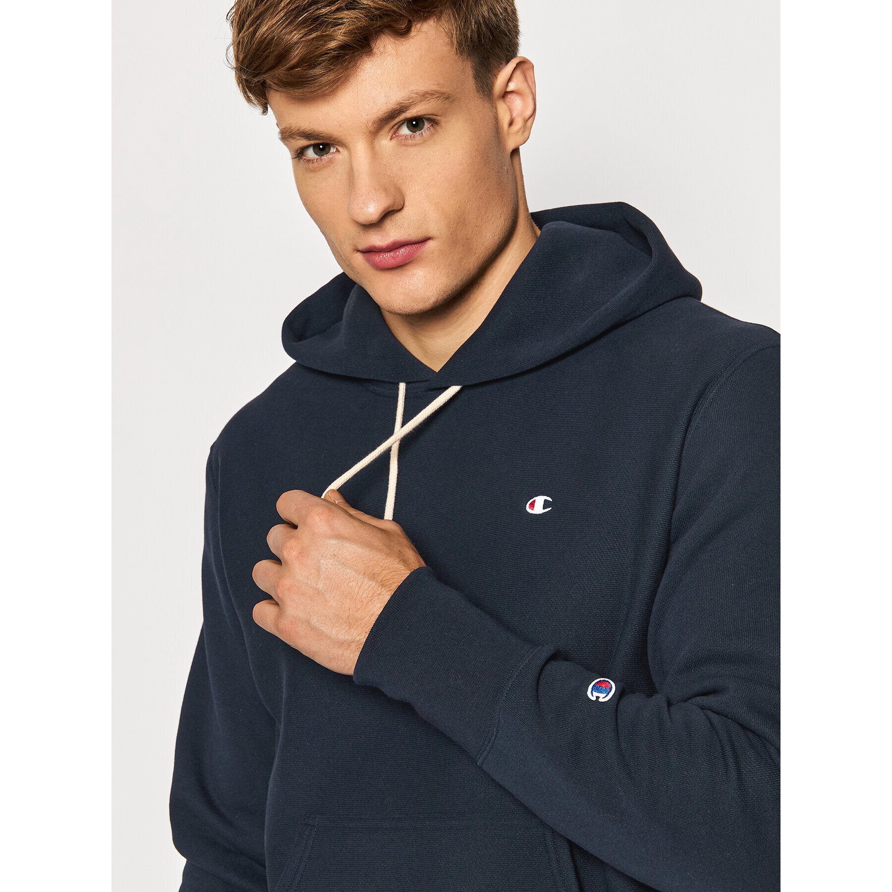 Champion Mikina Reverse Weave C Logo 216496 Tmavomodrá Regular Fit - Pepit.cz