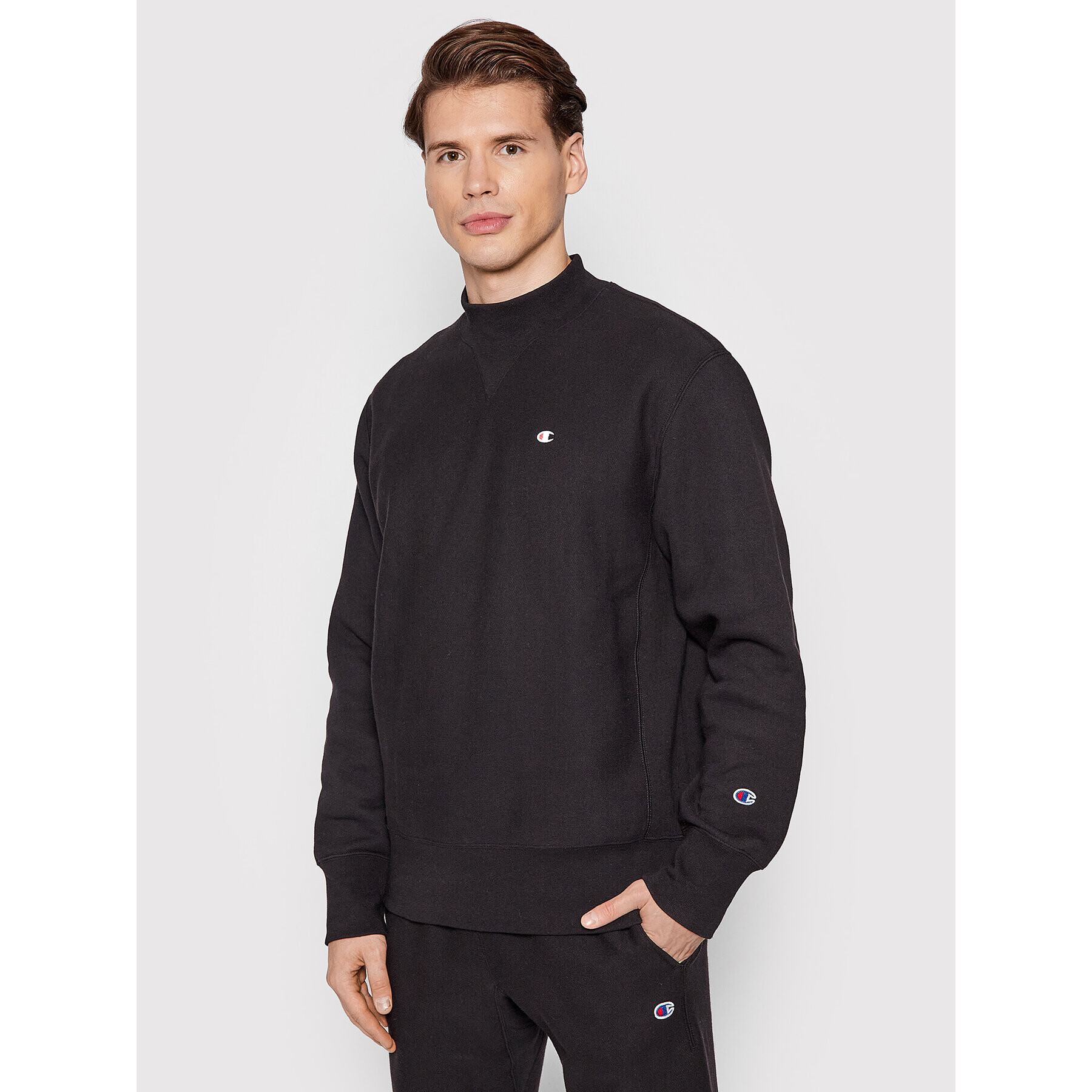 Champion Mikina Ribbed High Neck 216498 Černá Comfort Fit - Pepit.cz