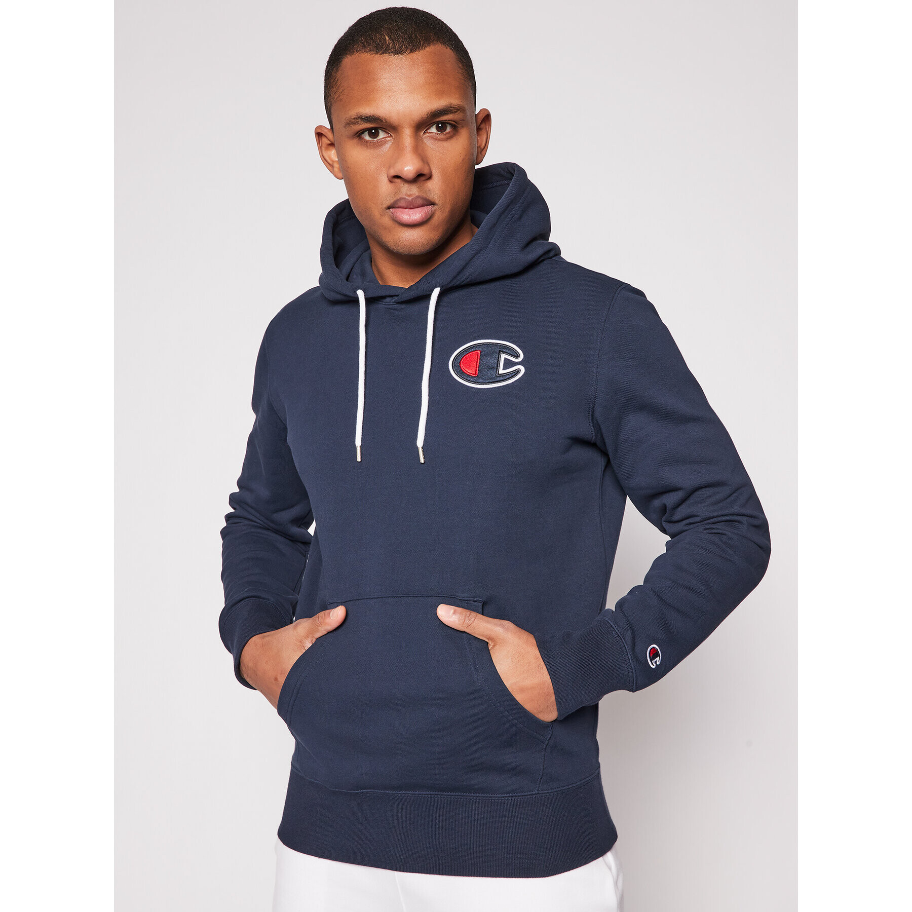 Champion Mikina Satin C Logo 214184 Tmavomodrá Regular Fit - Pepit.cz