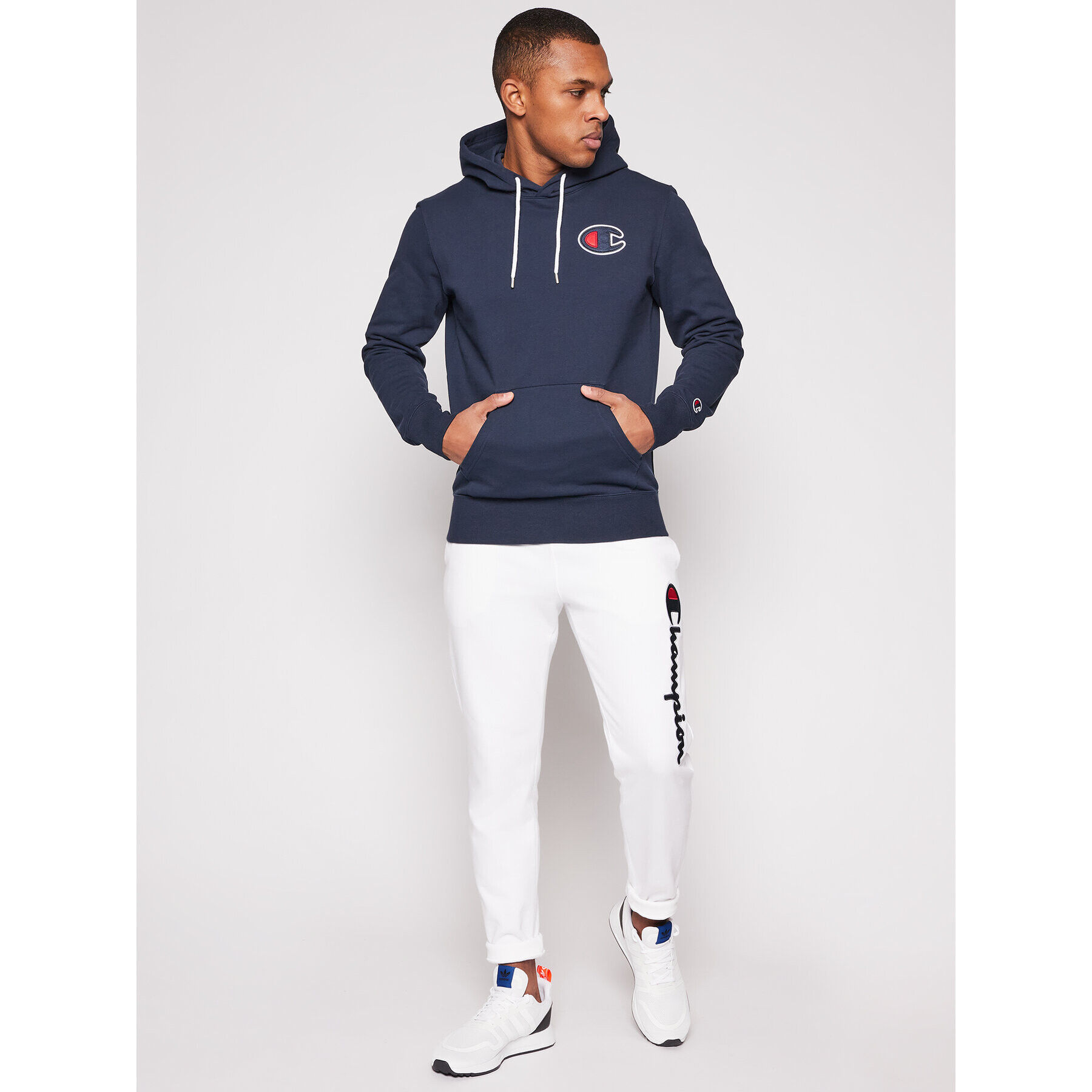 Champion Mikina Satin C Logo 214184 Tmavomodrá Regular Fit - Pepit.cz