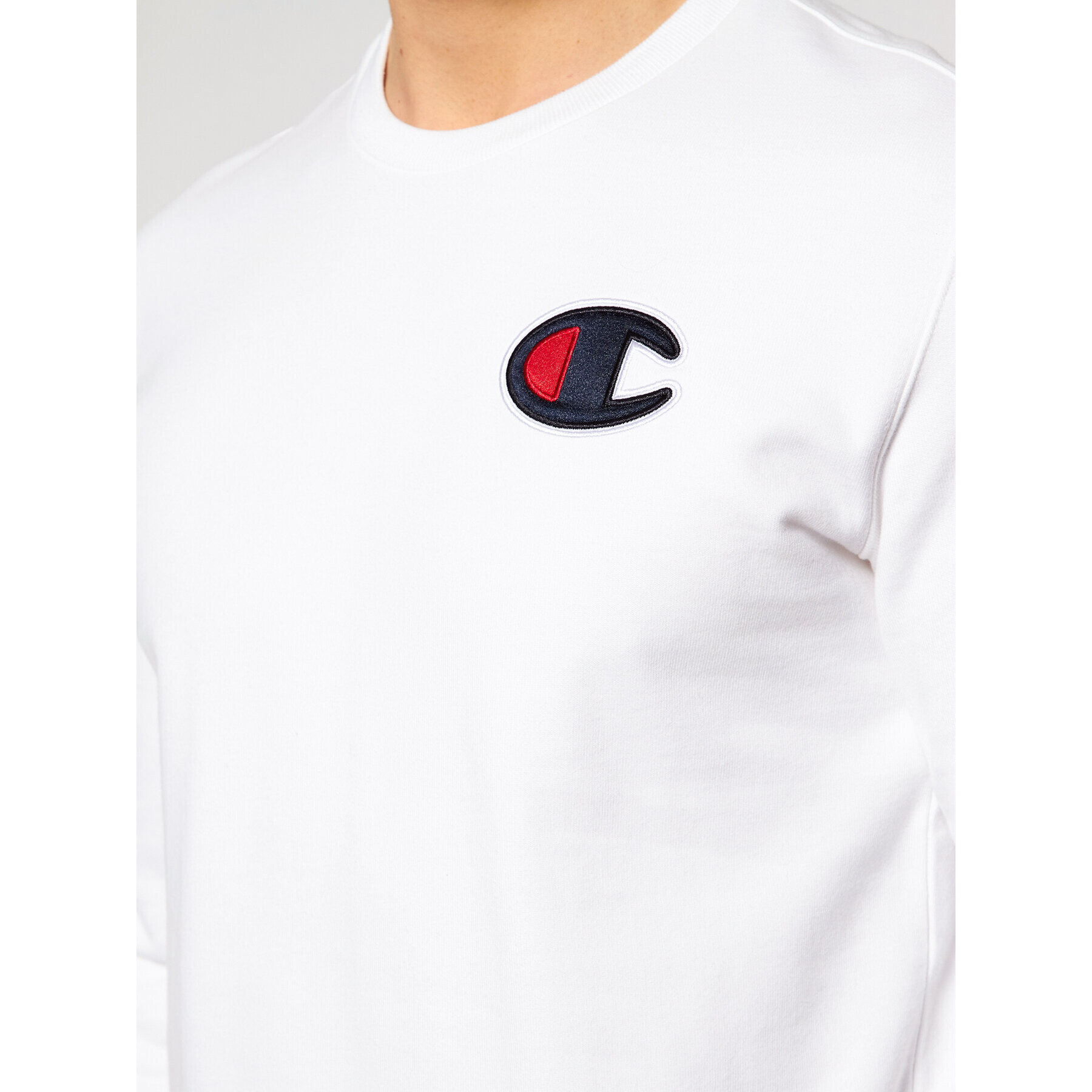 Champion Mikina Satin C Logo 214189 Bílá Regular Fit - Pepit.cz