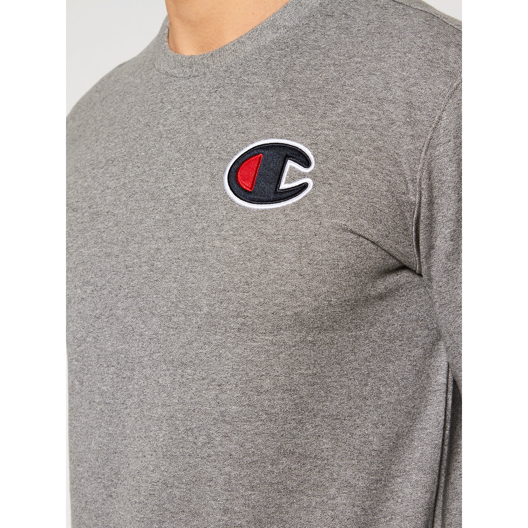 Champion Mikina Satin C Logo 214189 Šedá Regular Fit - Pepit.cz