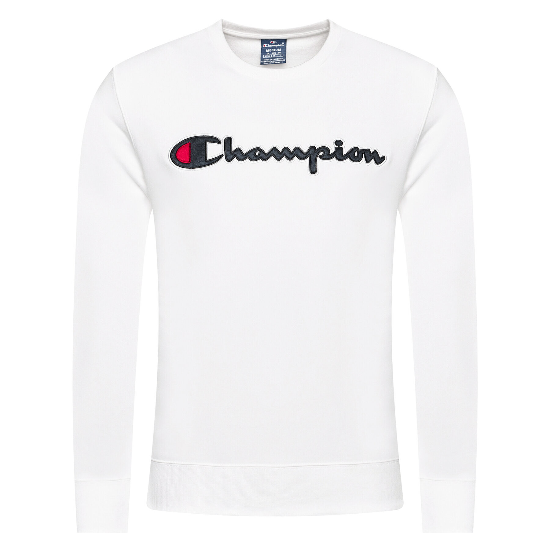 Champion Mikina Satin Script Logo 214188 Bílá Comfort Fit - Pepit.cz