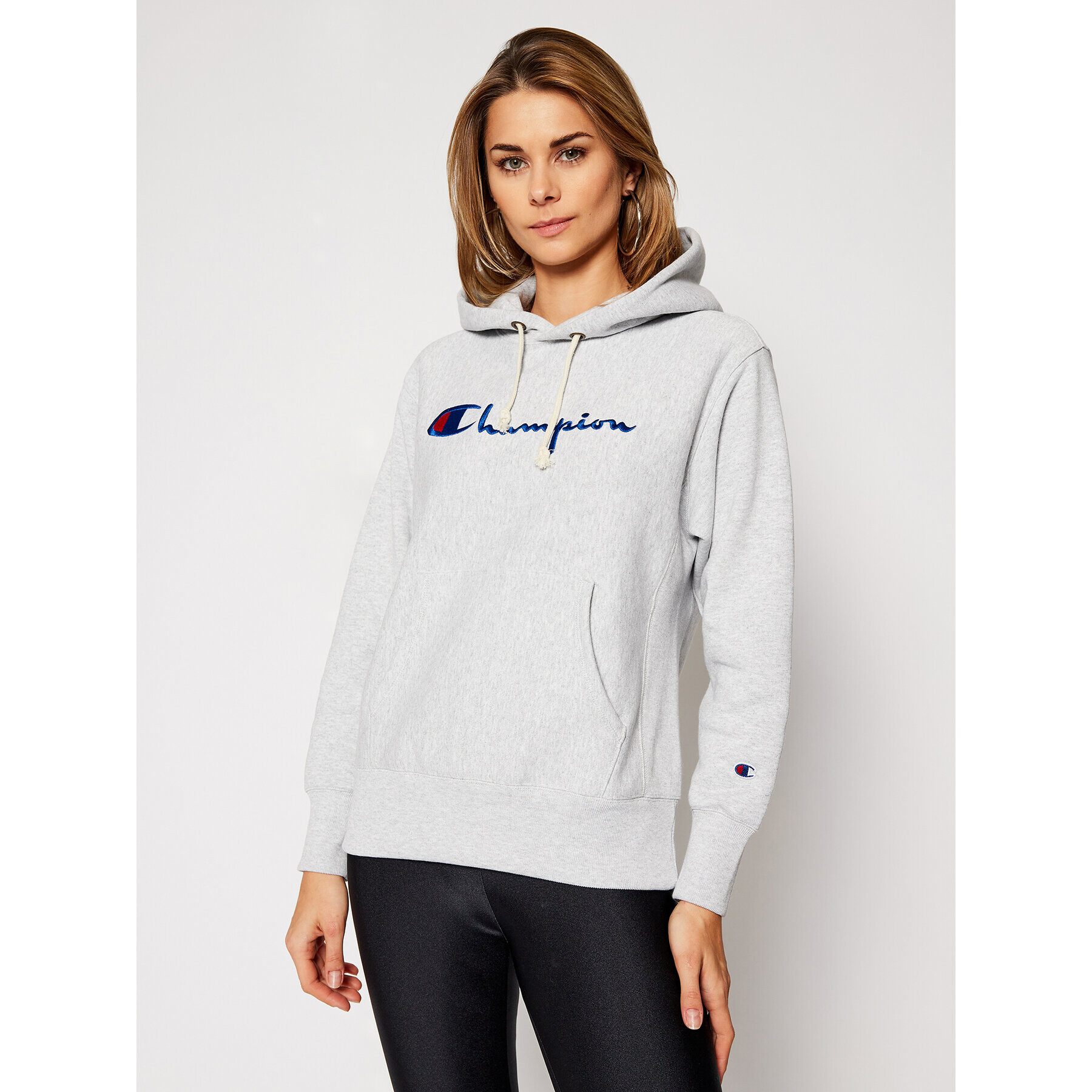 Champion Mikina Script Logo 113794 Šedá Regular Fit - Pepit.cz