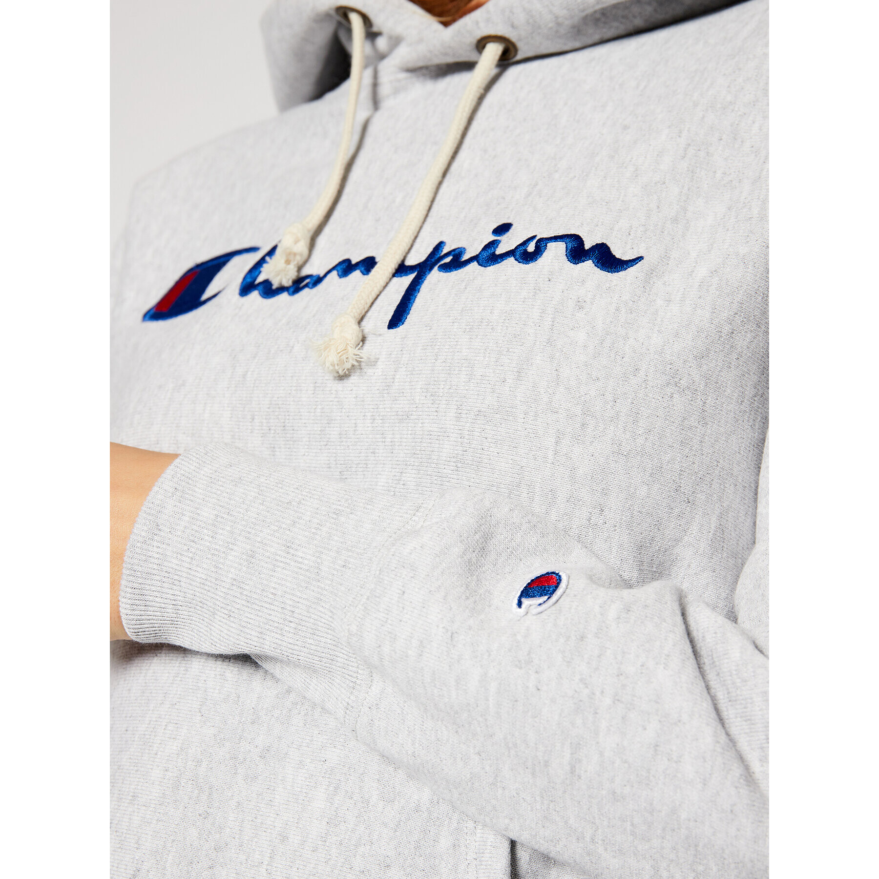 Champion Mikina Script Logo 113794 Šedá Regular Fit - Pepit.cz