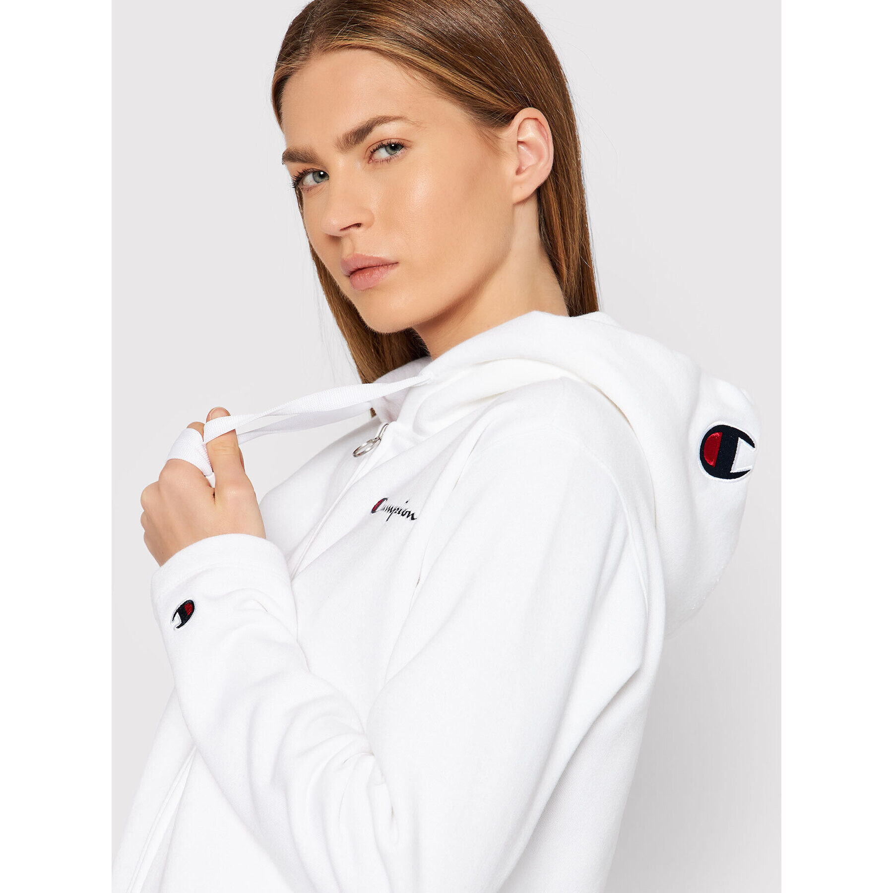 Champion Mikina Script Logo 114464 Bílá Regular Fit - Pepit.cz