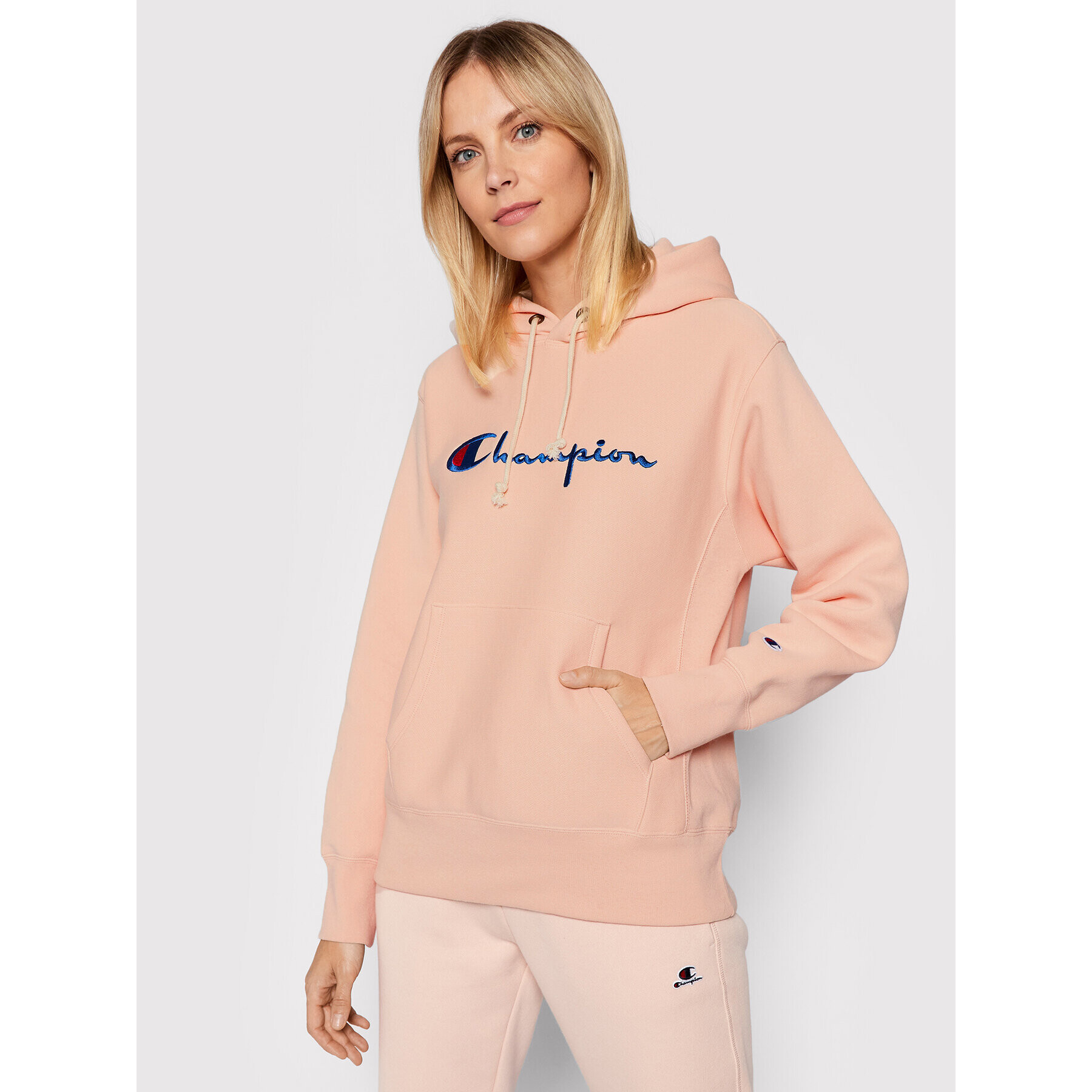 Champion Mikina Script Logo 114788 Růžová Regular Fit - Pepit.cz