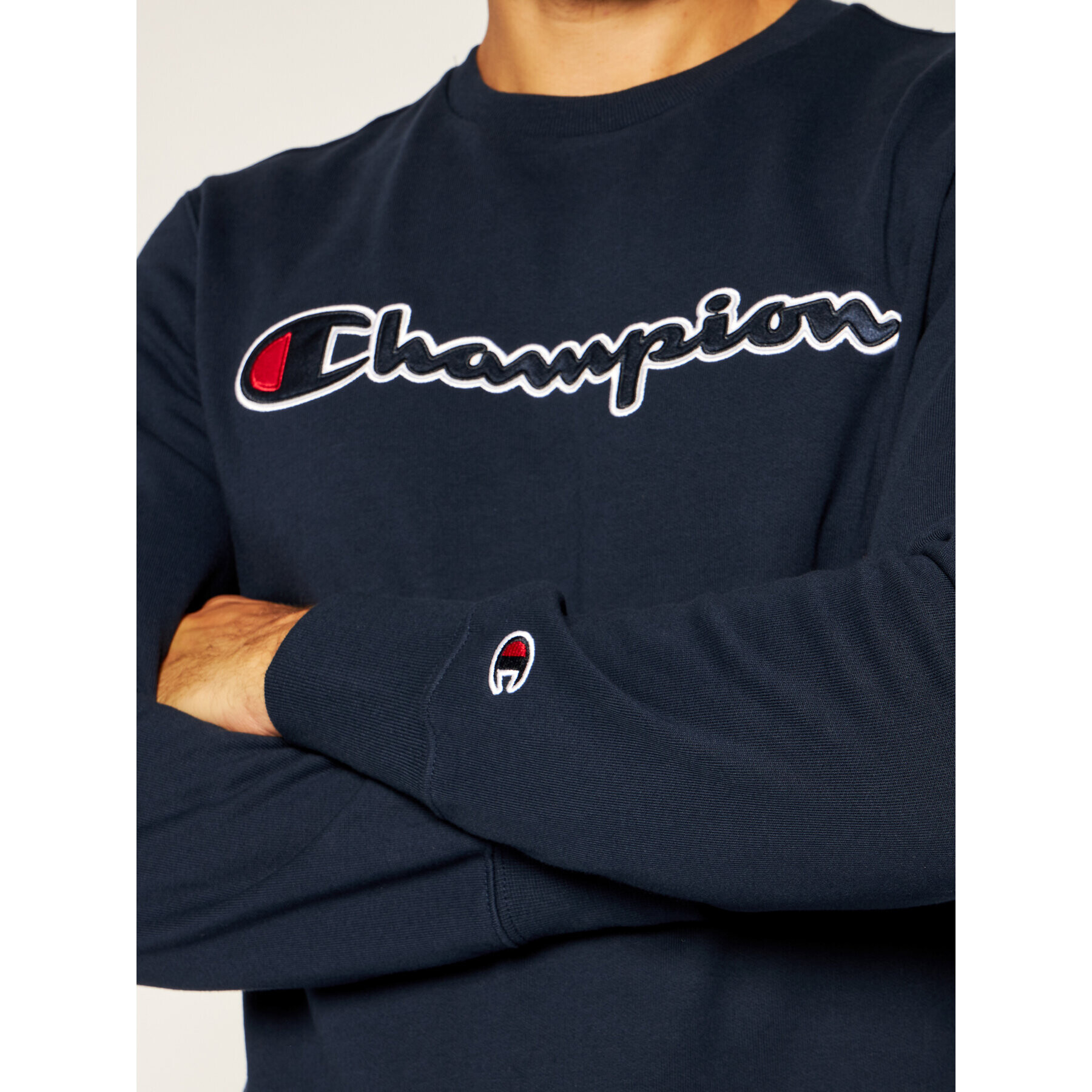 Champion Mikina Script Logo 214188 Tmavomodrá Comfort Fit - Pepit.cz