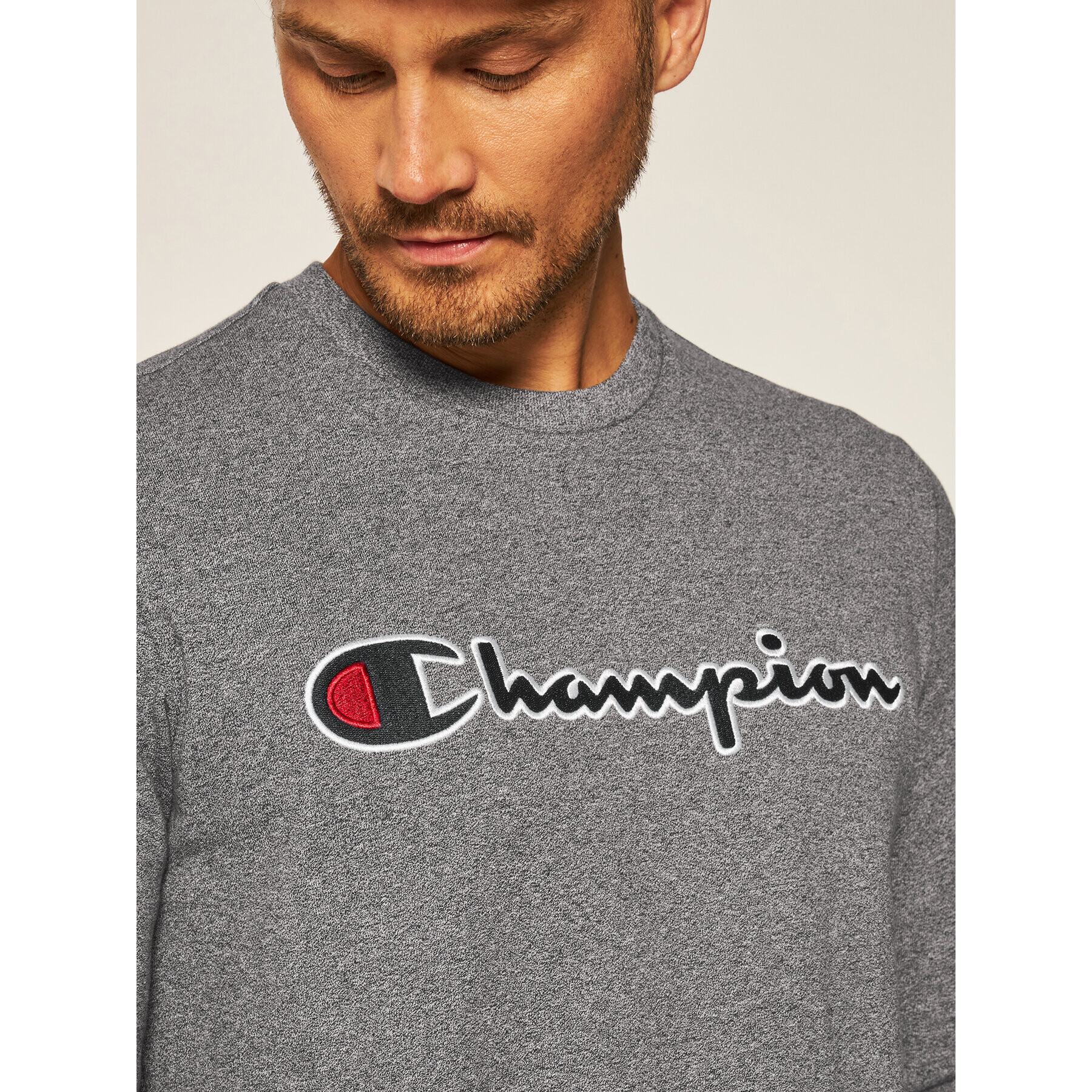 Champion Mikina Script Logo 214720 Šedá Regular Fit - Pepit.cz