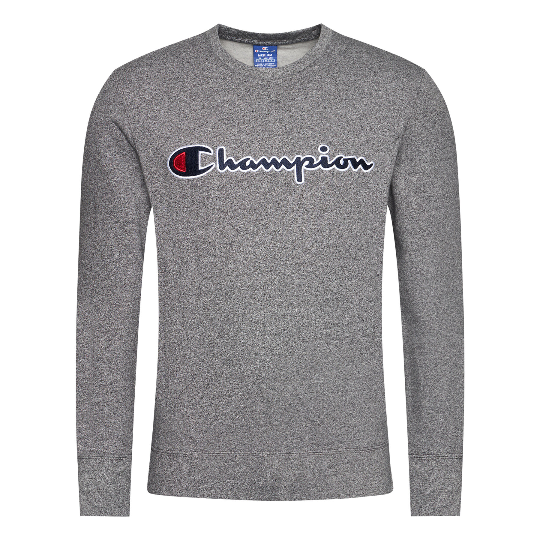 Champion Mikina Script Logo 214720 Šedá Regular Fit - Pepit.cz