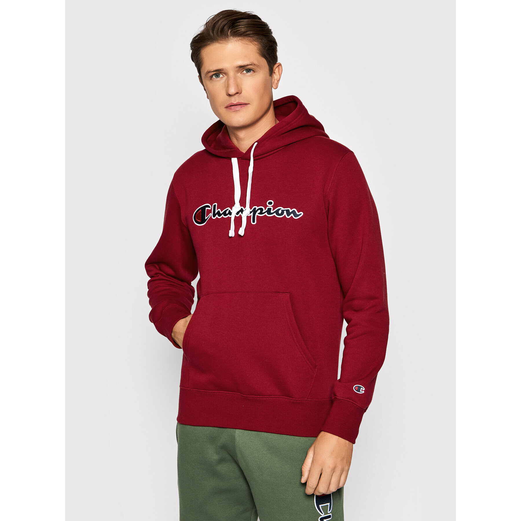 Champion Mikina Script Logo 216470 Bordó Regular Fit - Pepit.cz