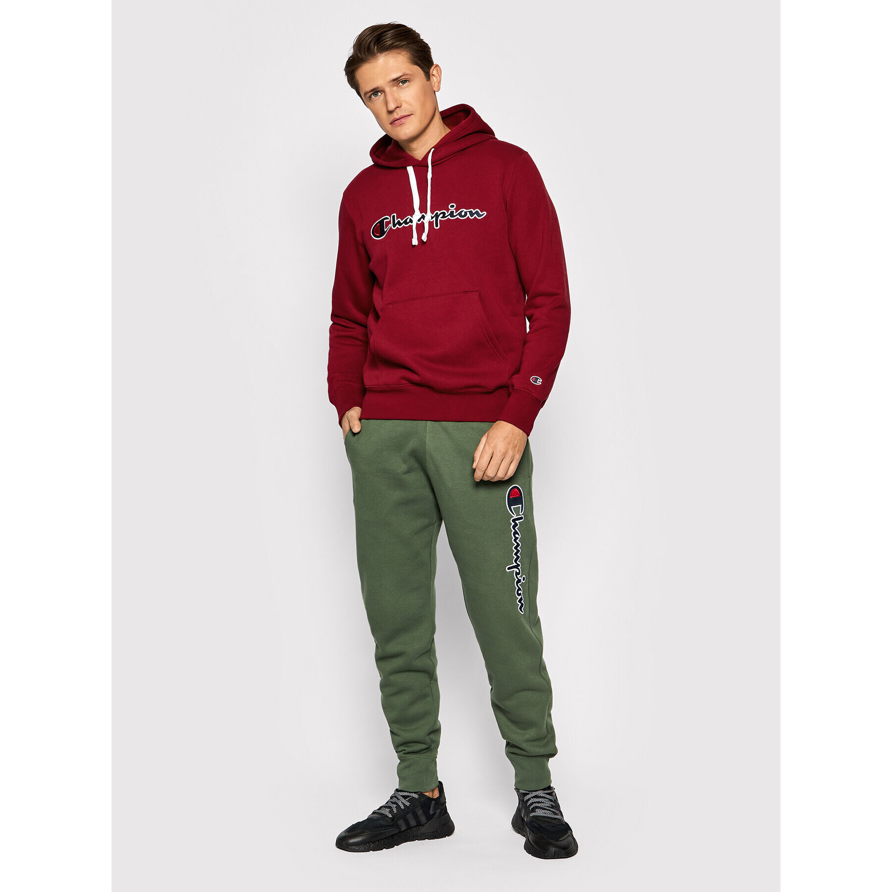 Champion Mikina Script Logo 216470 Bordó Regular Fit - Pepit.cz