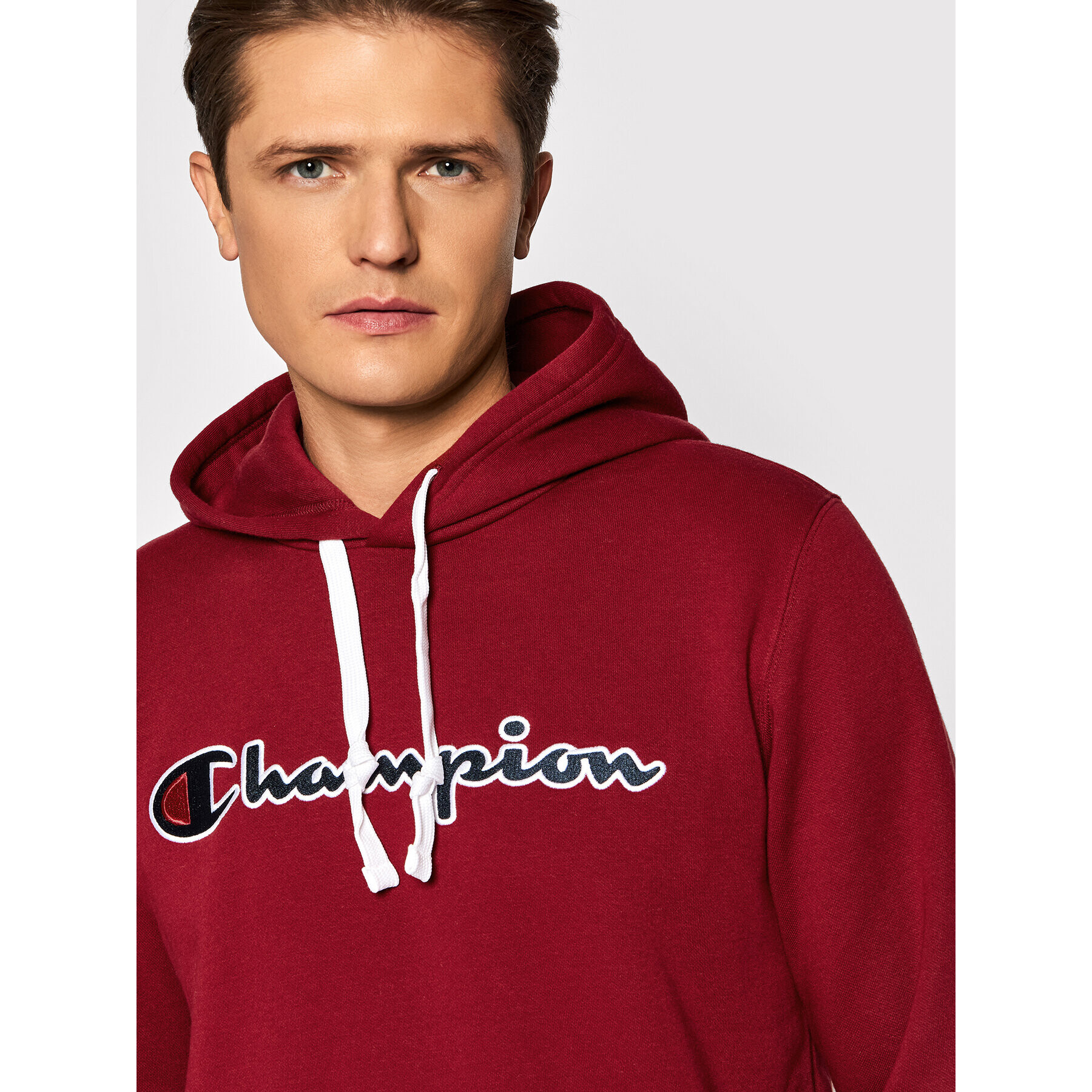 Champion Mikina Script Logo 216470 Bordó Regular Fit - Pepit.cz