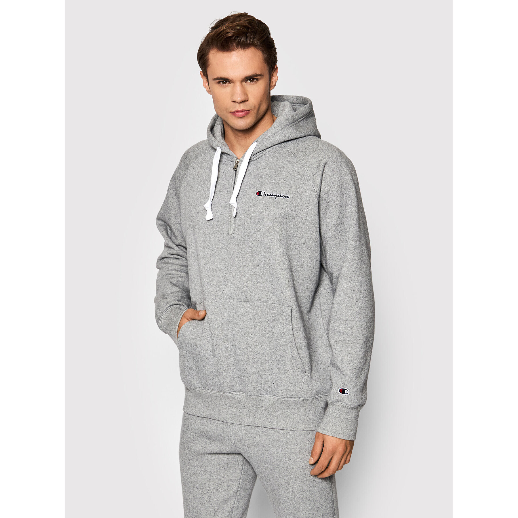 Champion Mikina Script Logo 216483 Šedá Regular Fit - Pepit.cz