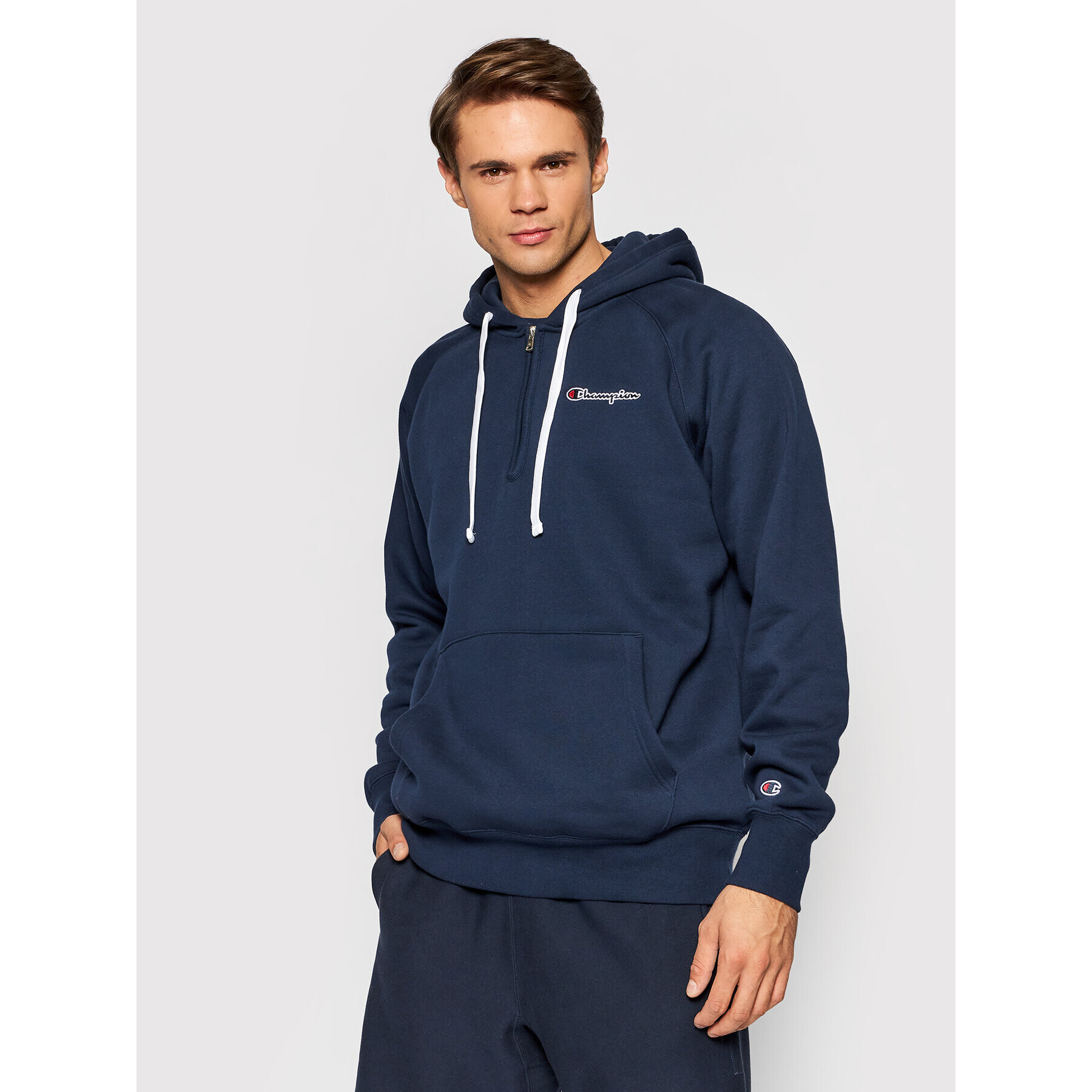 Champion Mikina Script Logo 216483 Tmavomodrá American Fit - Pepit.cz