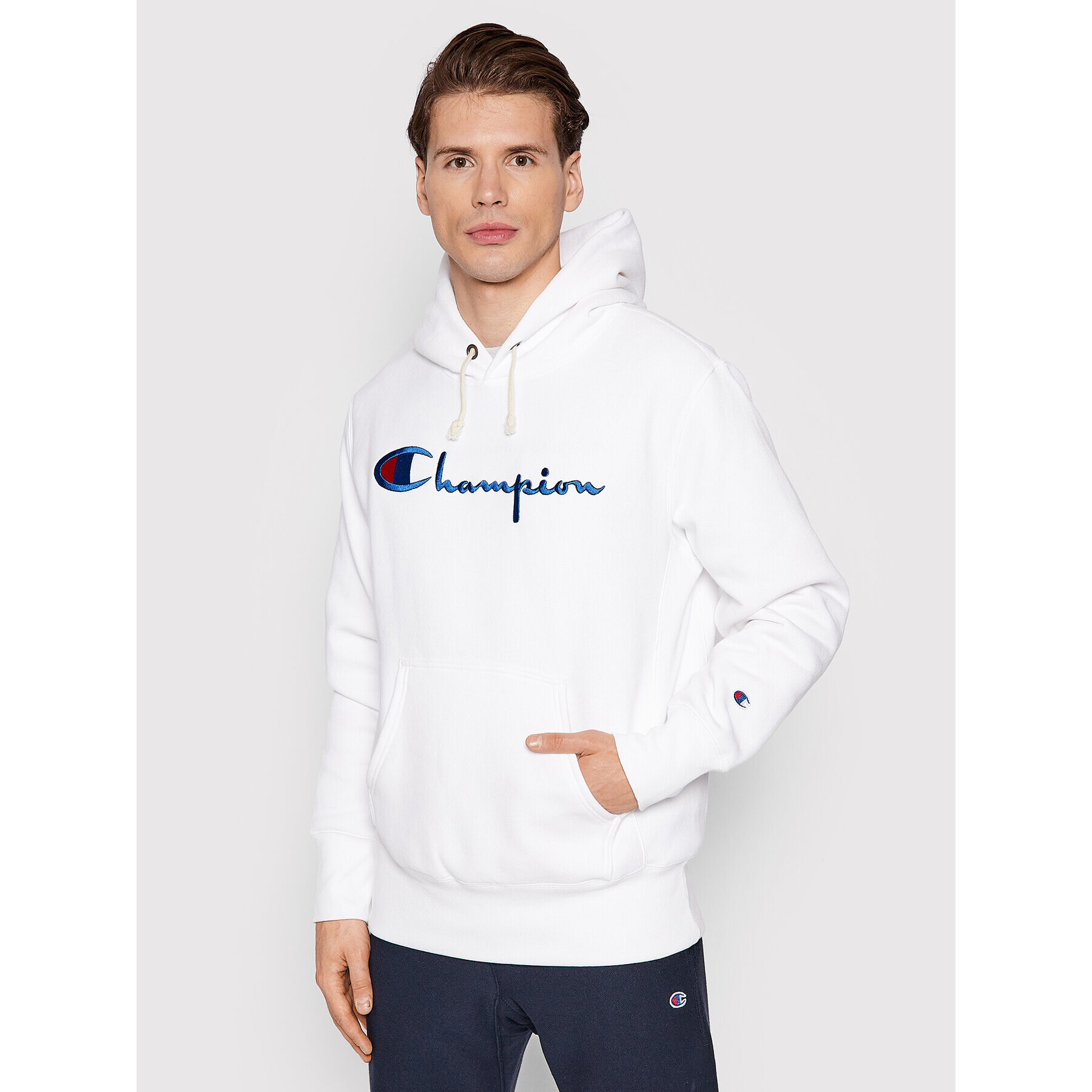 Champion Mikina Script Logo 216499 Bílá Regular Fit - Pepit.cz