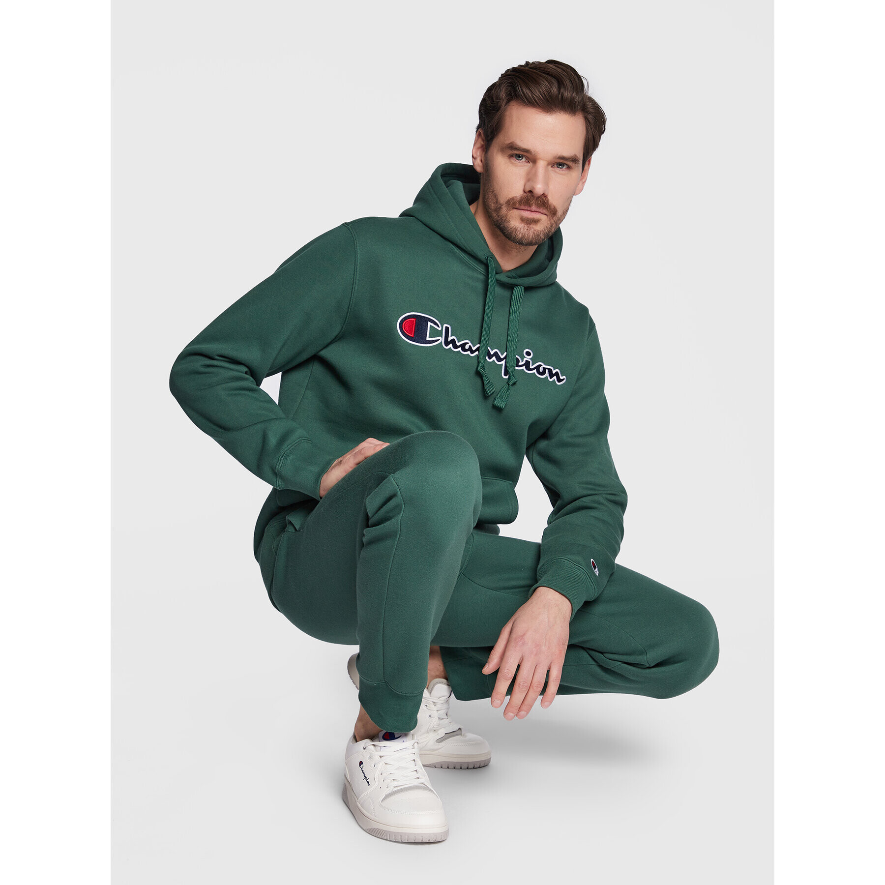 Champion Mikina Script Logo Embroidery 217858 Zelená Regular Fit - Pepit.cz