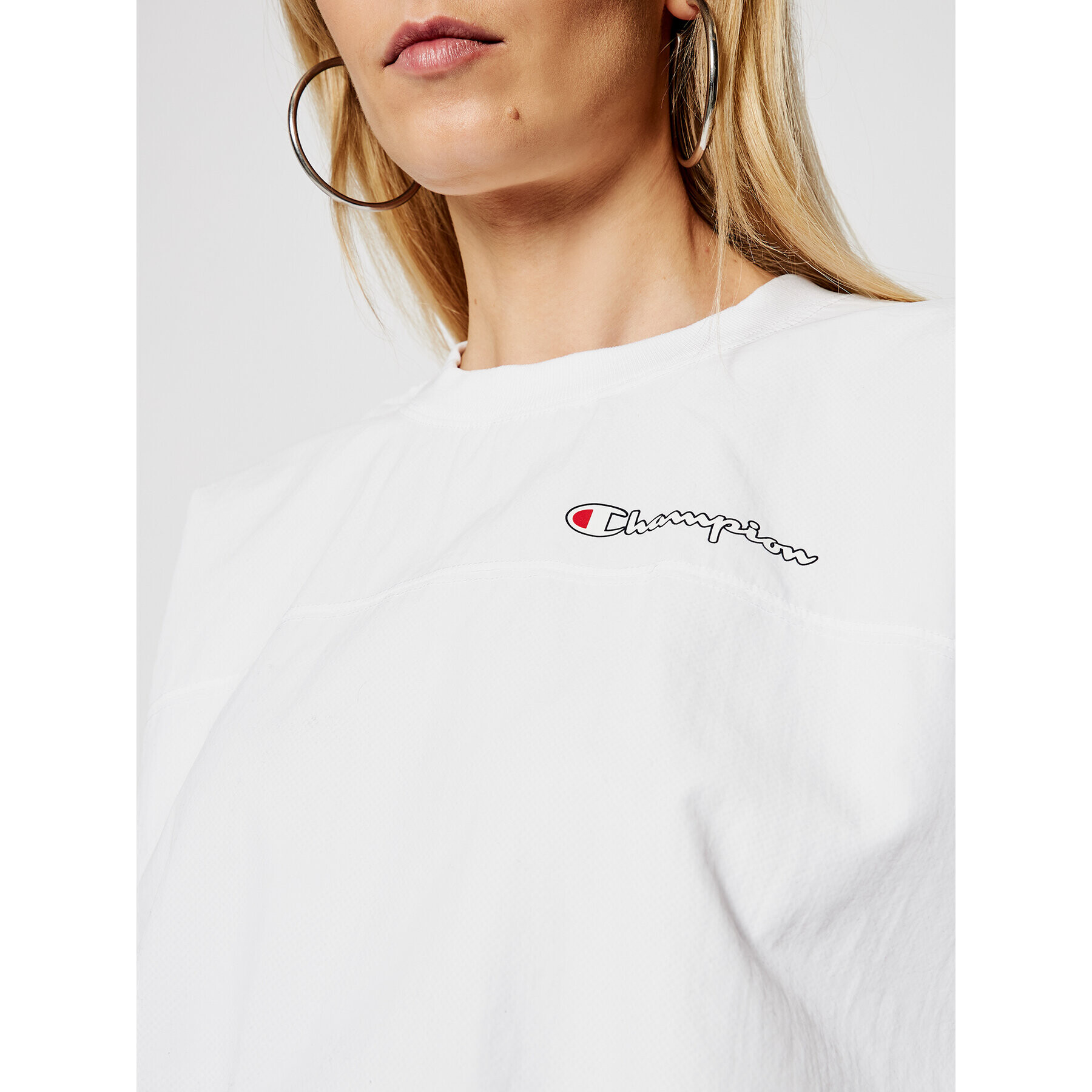 Champion Mikina Script Logo Track 112686 Bílá Oversize - Pepit.cz