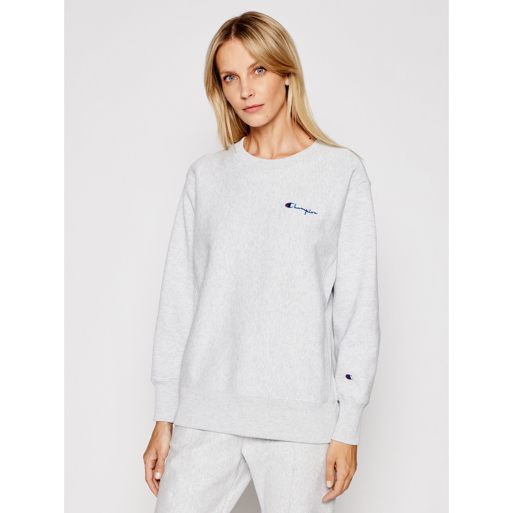 Champion Mikina Small Script Logo 113151 Šedá Regular Fit - Pepit.cz