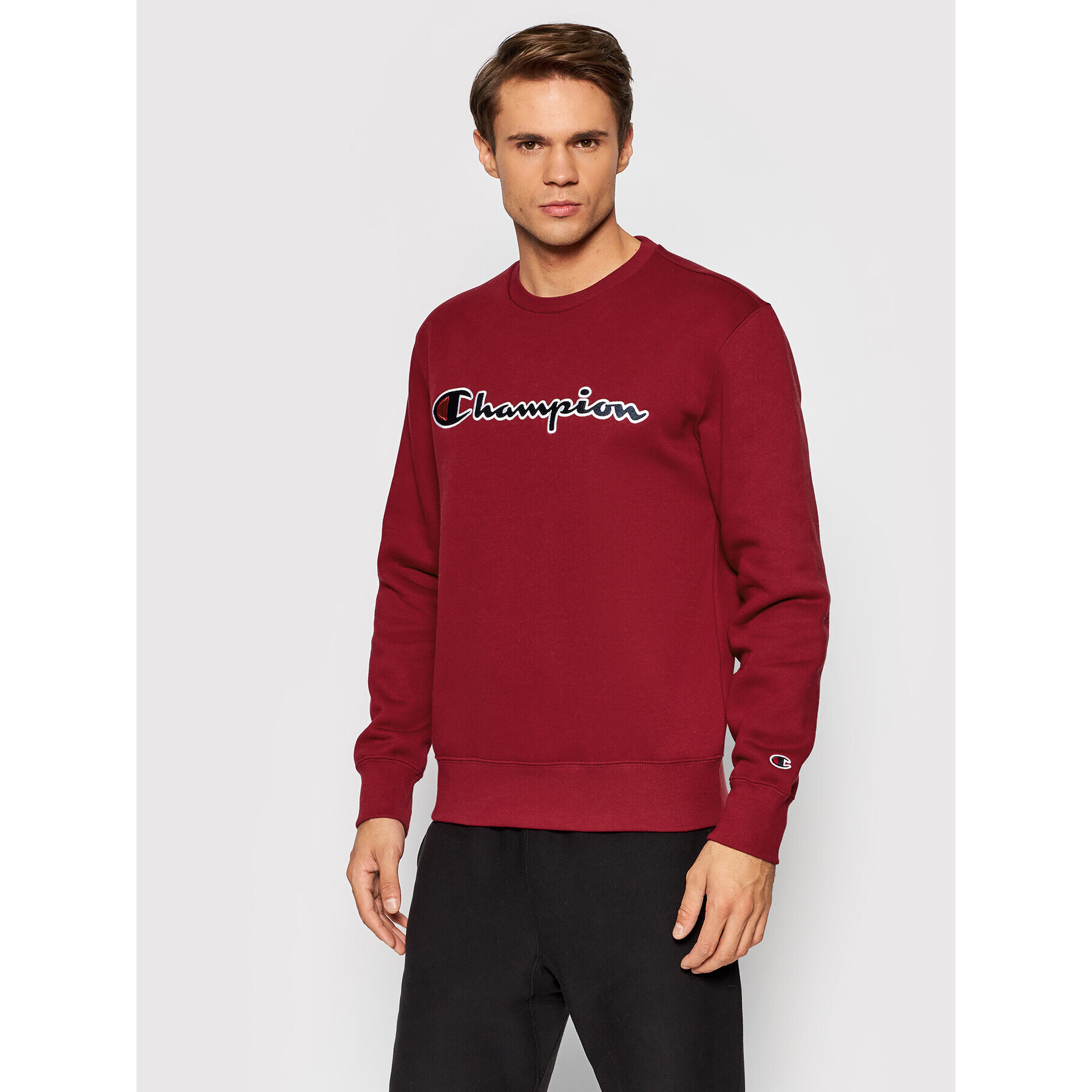 Champion Mikina Sript Logo 216471 Bordó Regular Fit - Pepit.cz