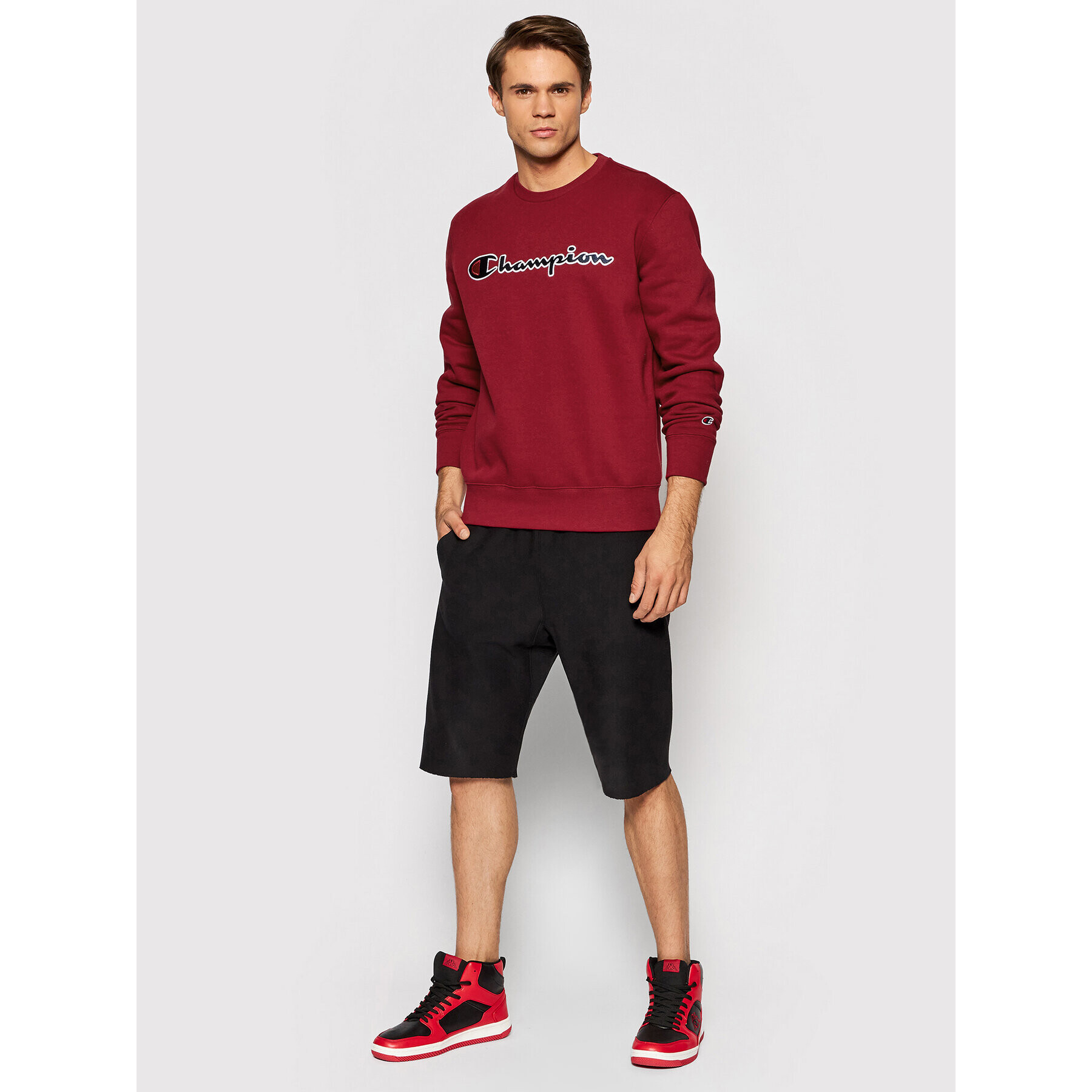 Champion Mikina Sript Logo 216471 Bordó Regular Fit - Pepit.cz