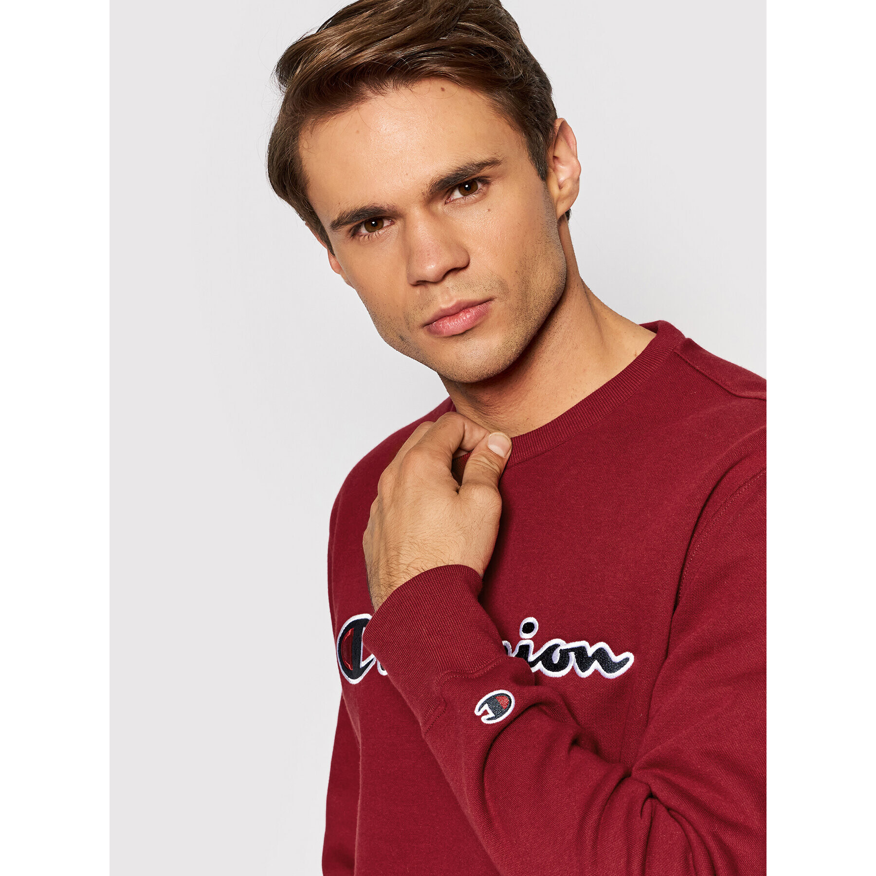 Champion Mikina Sript Logo 216471 Bordó Regular Fit - Pepit.cz